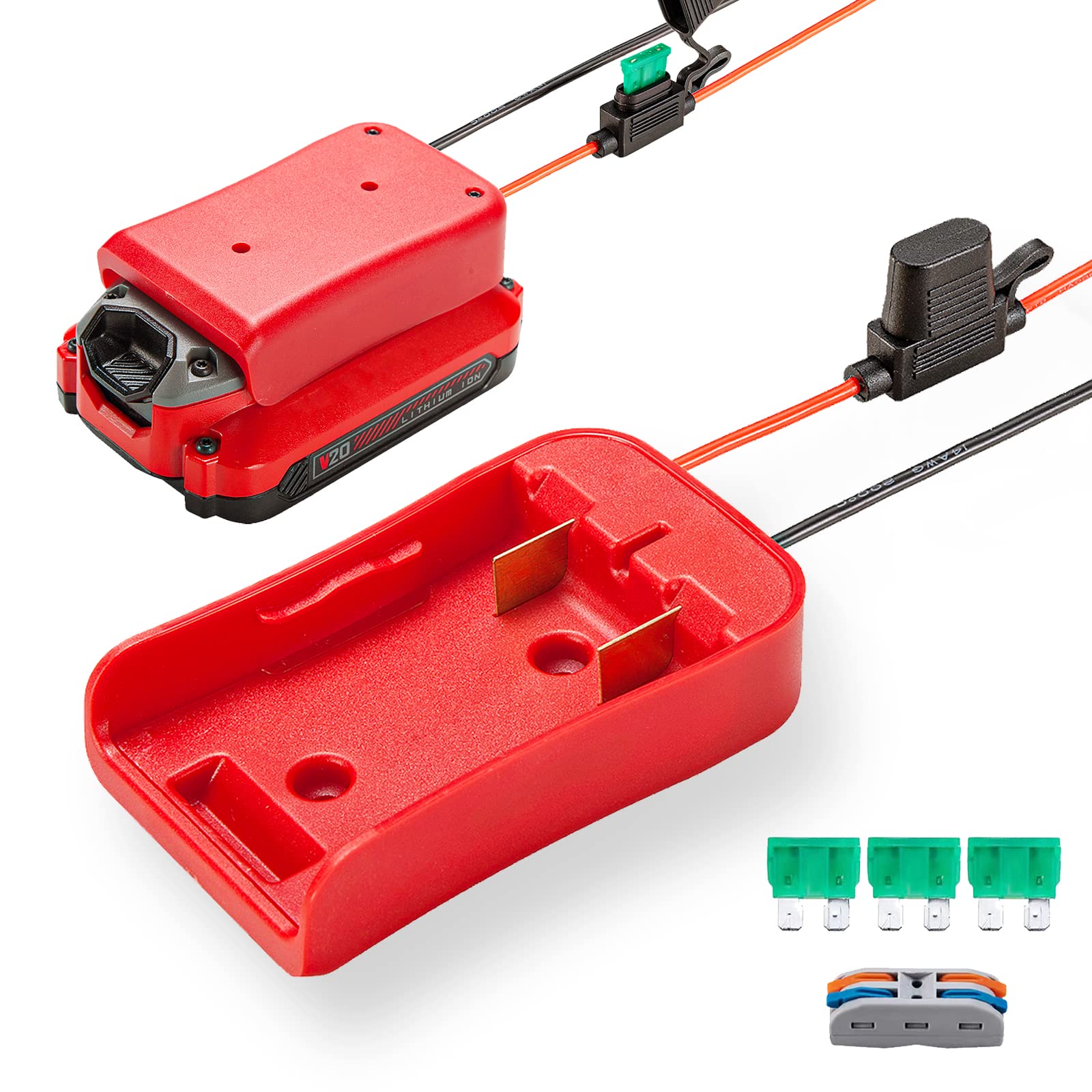 Power Wheel Adapter For Craftsman V20 20V Battery Battery Adapter With Fuse & Wire Terminal,14 Gauge Wire Power Convertor For Di