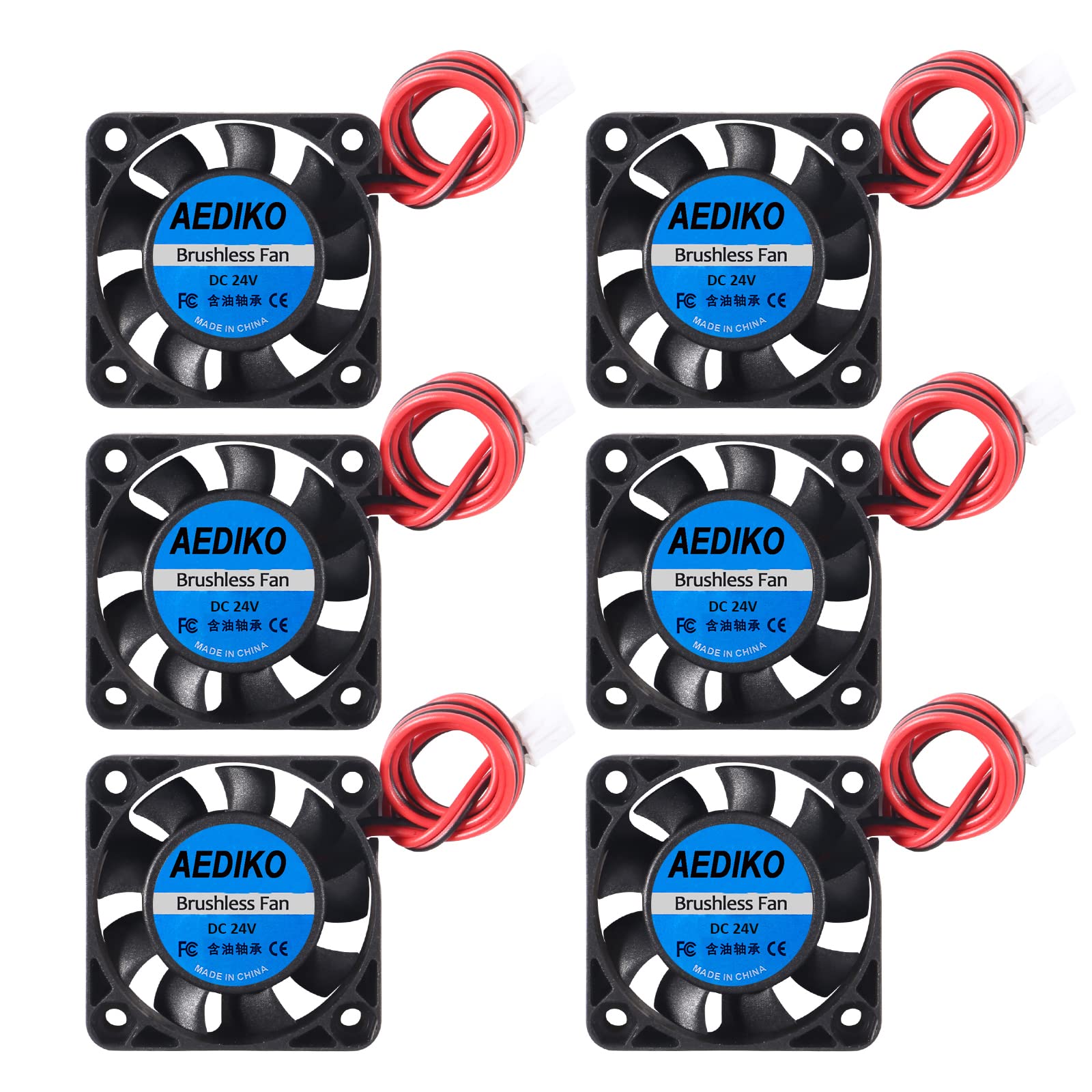 Aediko 6Pcs 4010 Fan 24V 3D Printer Cooling Fan 40X40X10Mm Mini Brushless Fan With 2 Pin Terminal For Ender 3 Pro 3X Cr 10S 3D P