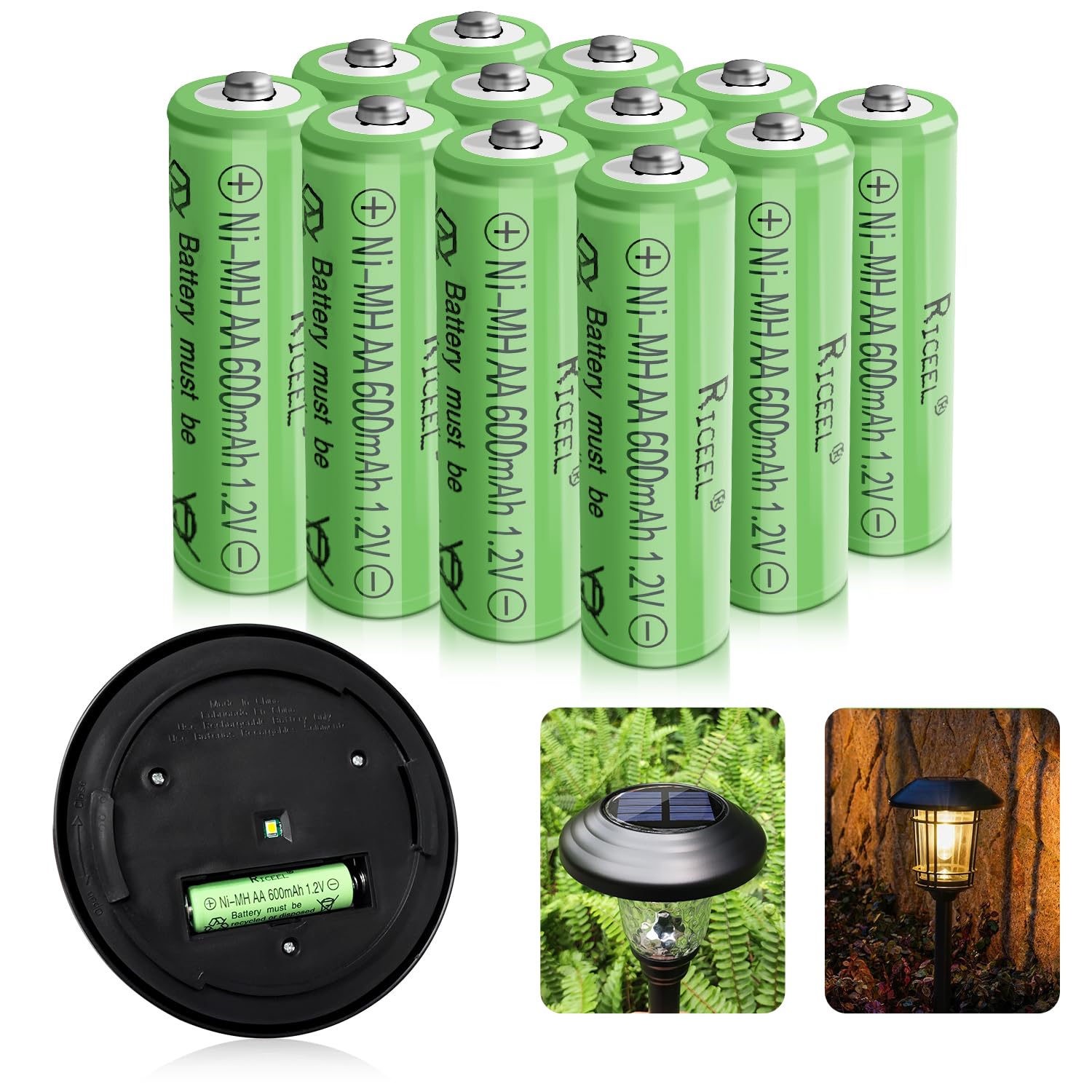 Riceel Rechargeable Aa Batteries For Solar Lights 600Mah Double Aa Battery 1.2V Aa Rechargeable Batteries Solar Battery Batterie