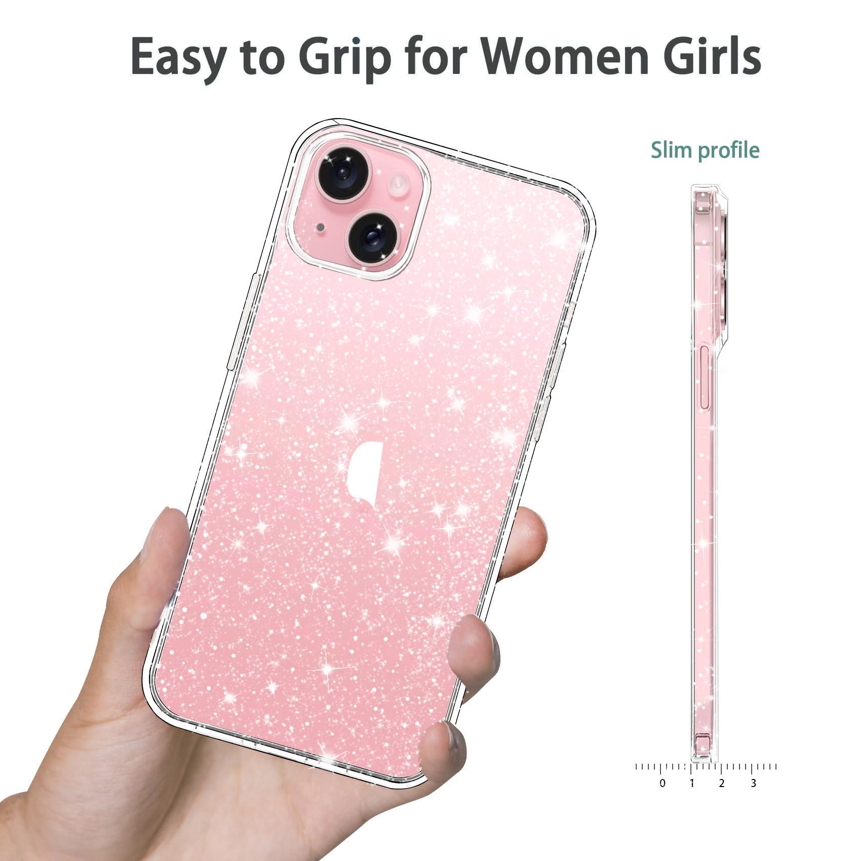 Jjgoo Compatible With Iphone 13 Case, Clear Glitter Soft Tpu Shockproof Protective Bumper Cover, Sparkle Bling Sparkly Cute Slim