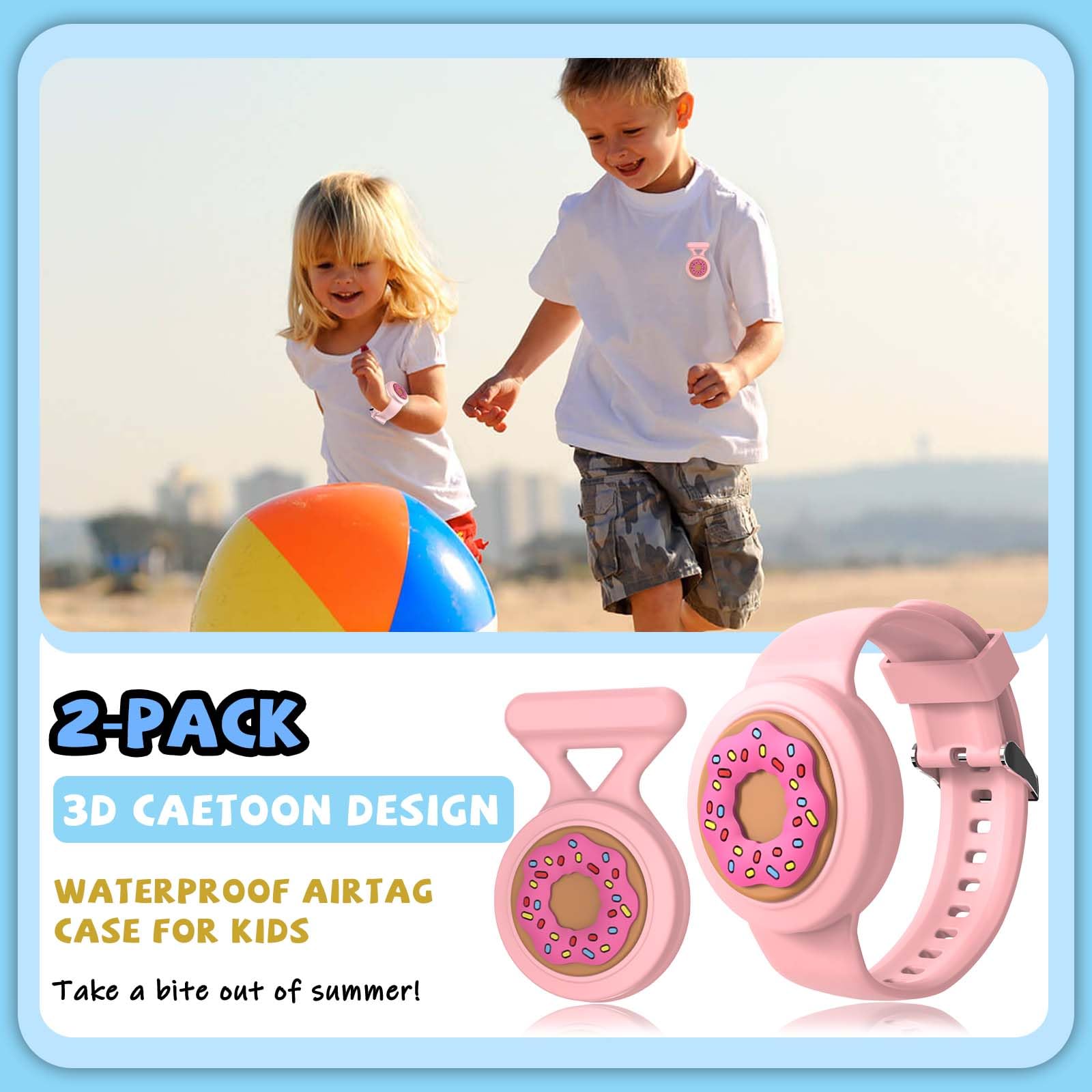 [2In1] For Airtag Bracelet & Airtag Holder With Pin, Kids Airtag Case And Kids Air Tag Bracelet Waterproof Air Tag Holder Cute D