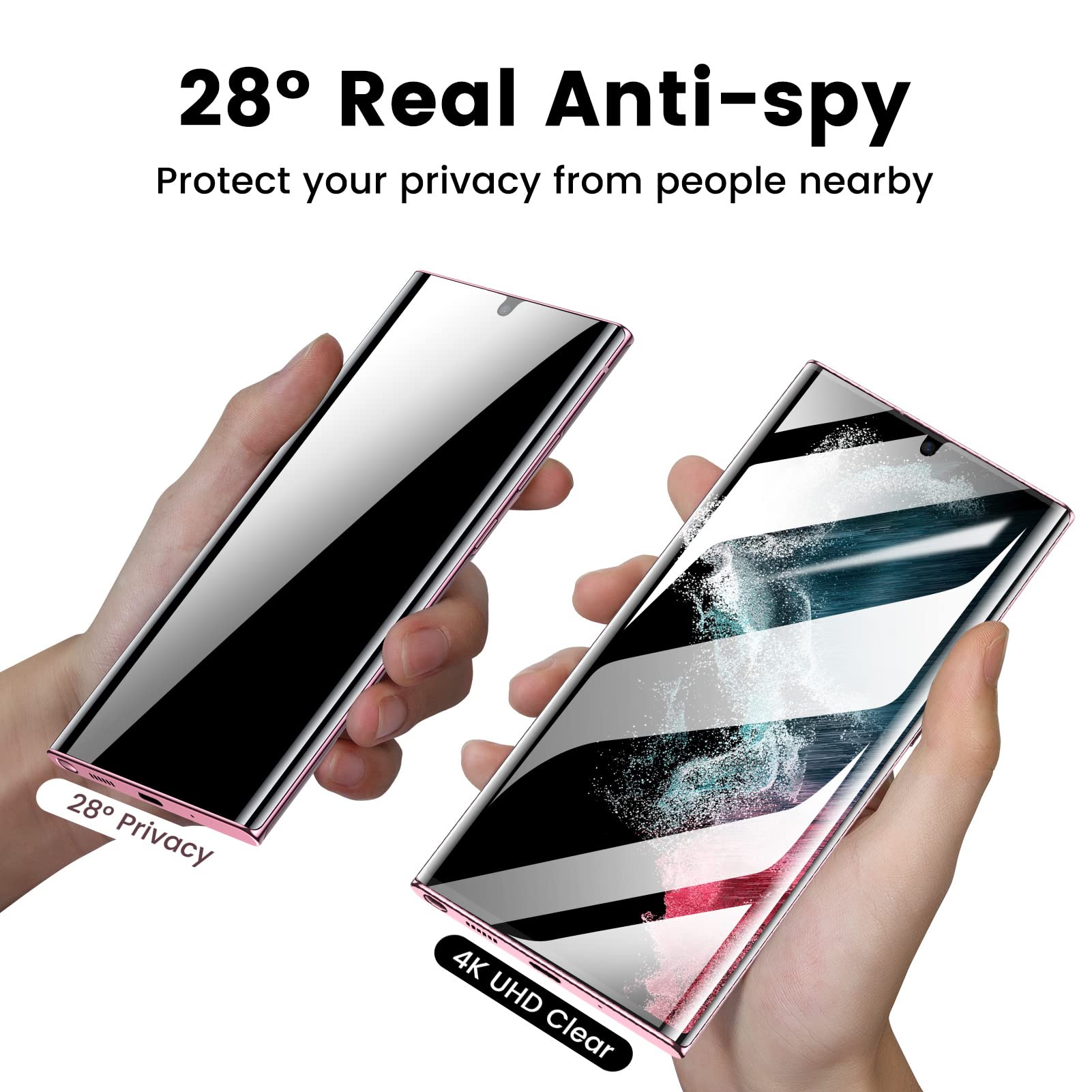 Mohave 2 Pack [Auto Alignment/Dust Removal] Privacy Screen Protector For Samsung Galaxy S22 Ultra 5G 6.8?, 3D Curved Anti Spy Pr