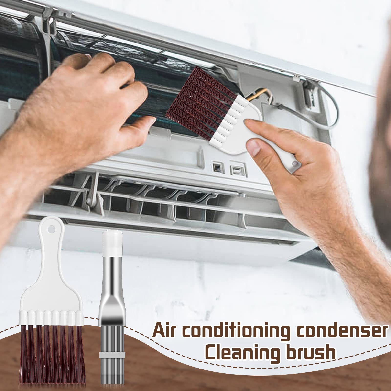 4 In 1 Set Air Conditioner Condenser Fin Comb, 2 Ac Coil Cleaner Stainless Steel Fin Comb With 2 Evaporator Radiator Cleaning Wh