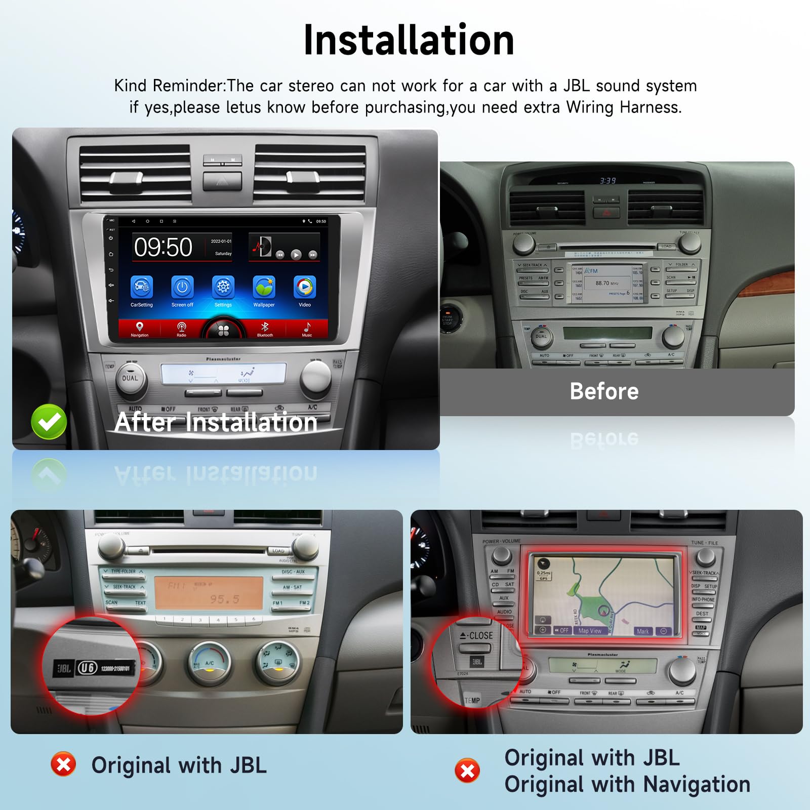 For Toyota Camry 2006 2007 2008 2009 2010 2011 Android Car Stereo For Toyota Camry 9 Inch Hd Touch Screen Car Radio With Mirror