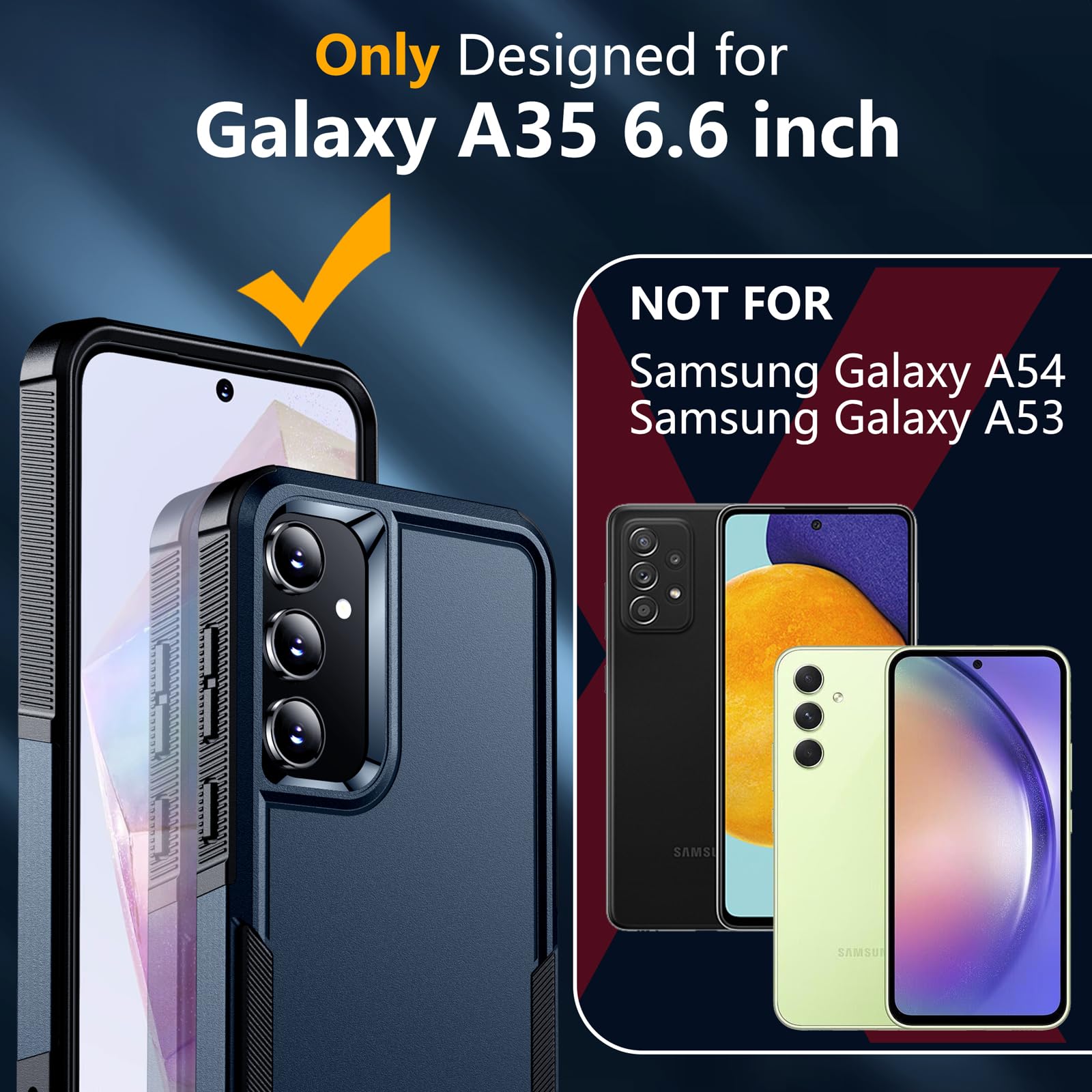 Spidercase For Samsung Galaxy A35 5G Case,[12 Ft Military Grade Drop Protection] 2 Pack[Tempered Glass Screen Protector + Camera