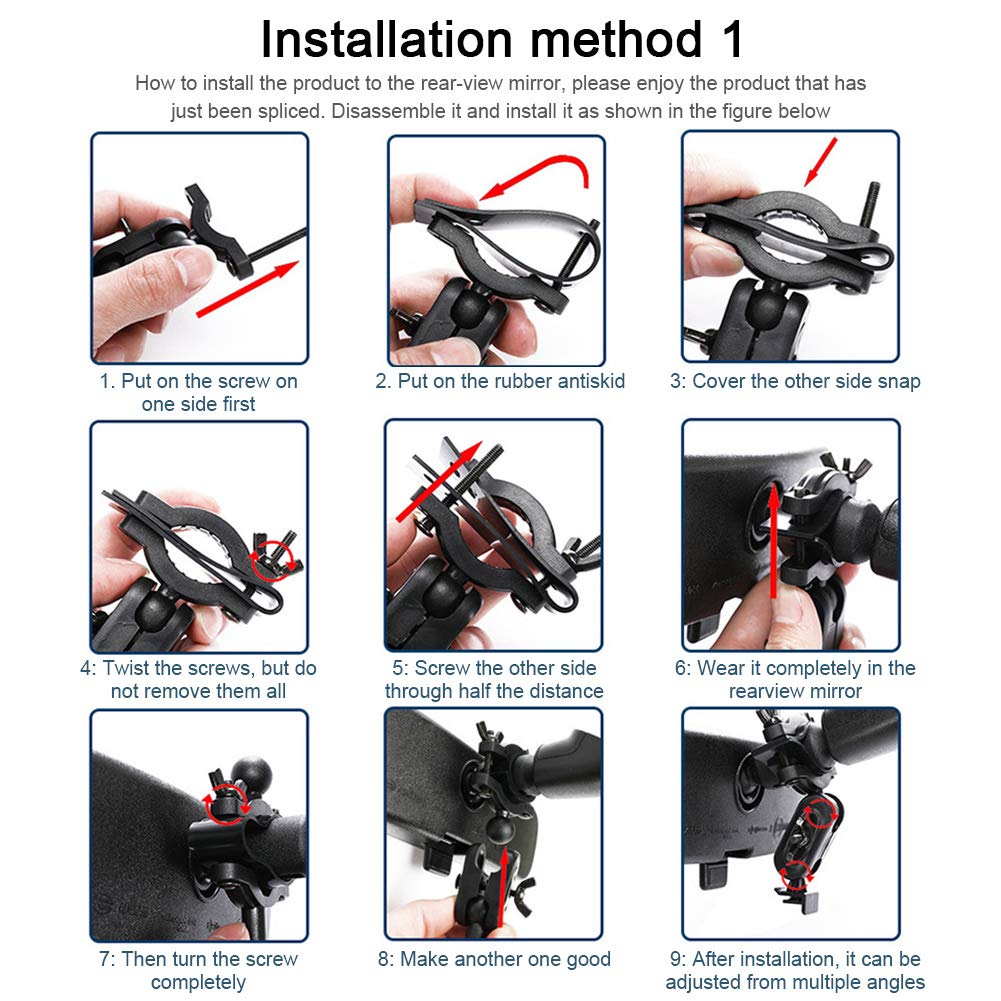 Kakalote Dash Cam Mount, Car Interior Holder Camera Bracket Universal Dash Cam Mount Holder Dash Camera Rear View Mirror Mount Holder Kit Suit For Most Dash Cam(Black)