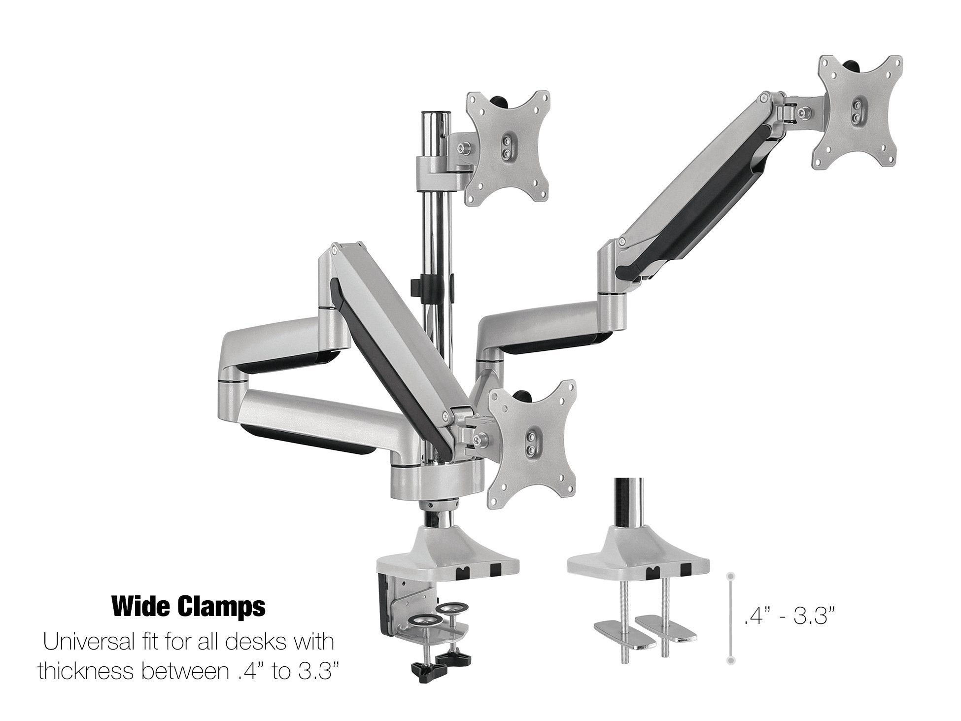 Techorbits Universal Desk Mount For Triple Monitor   Fits Three 13 30' Monitors With Swivel & Clamp