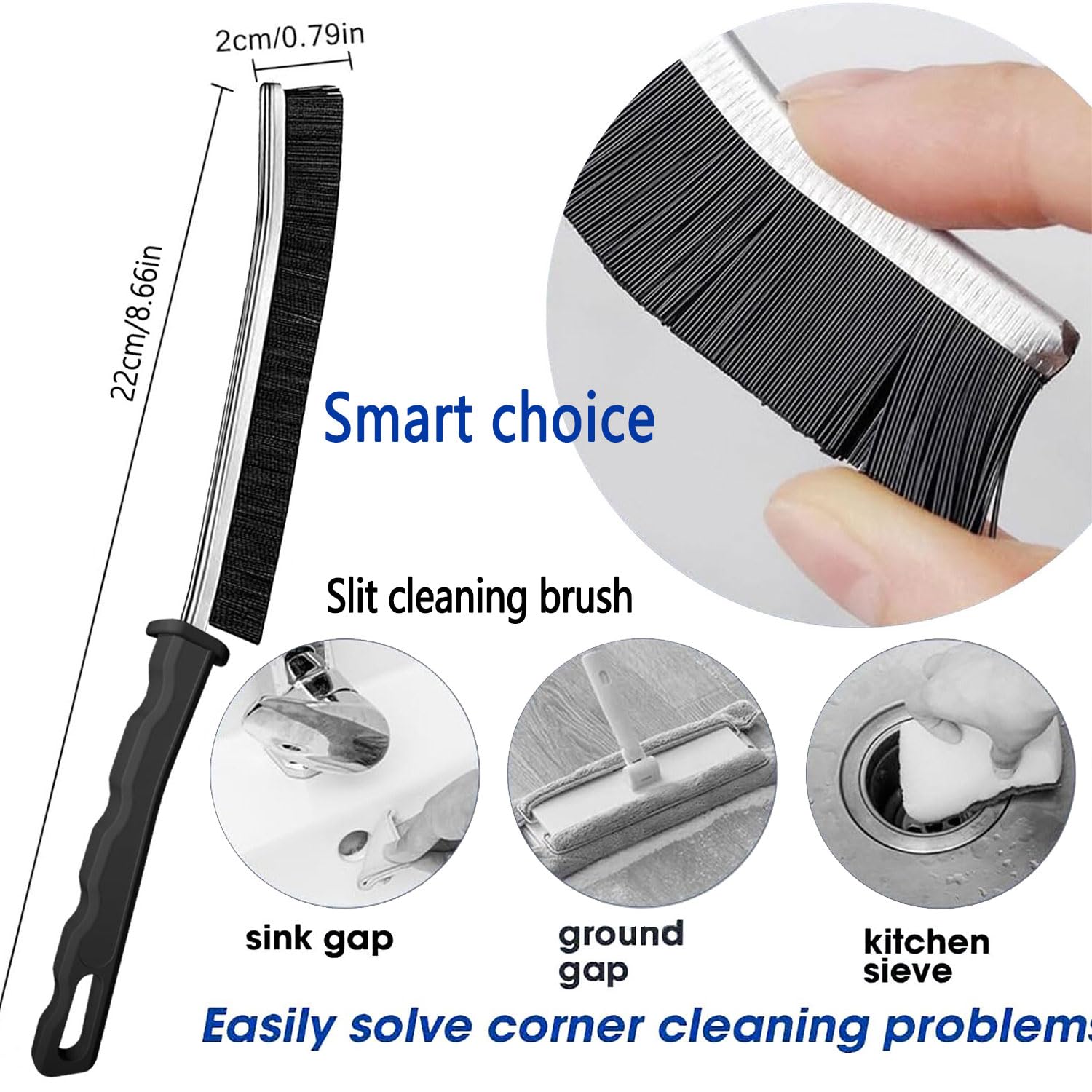 Crevice Cleaning Brush, Bathroom Gap Cleaning Brush, Hard Bristle Brush For Cleaning, Multifunctional Gap Brush, For Blind, Base