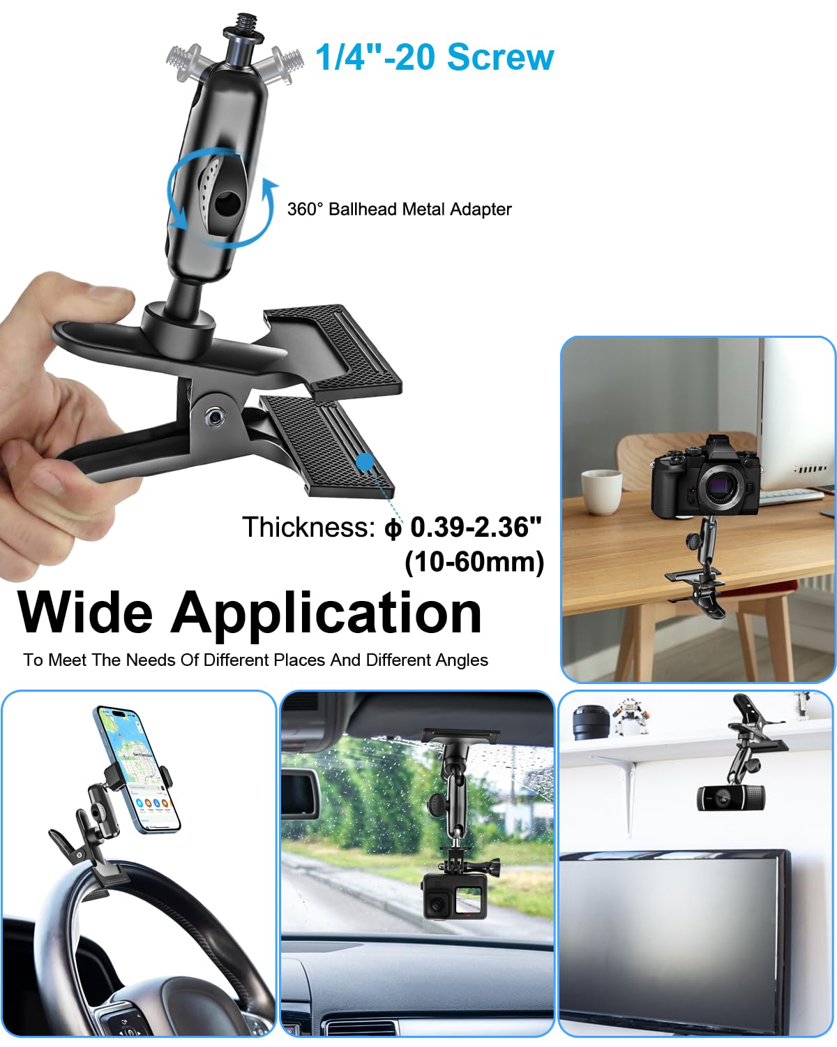 Woleyi Tablet Holder For Car Sun Visor - [Metal Magic Arm] 360 Adjustable Tablet Car Mount For Ipad Holder Super Visor Clamp, Fo