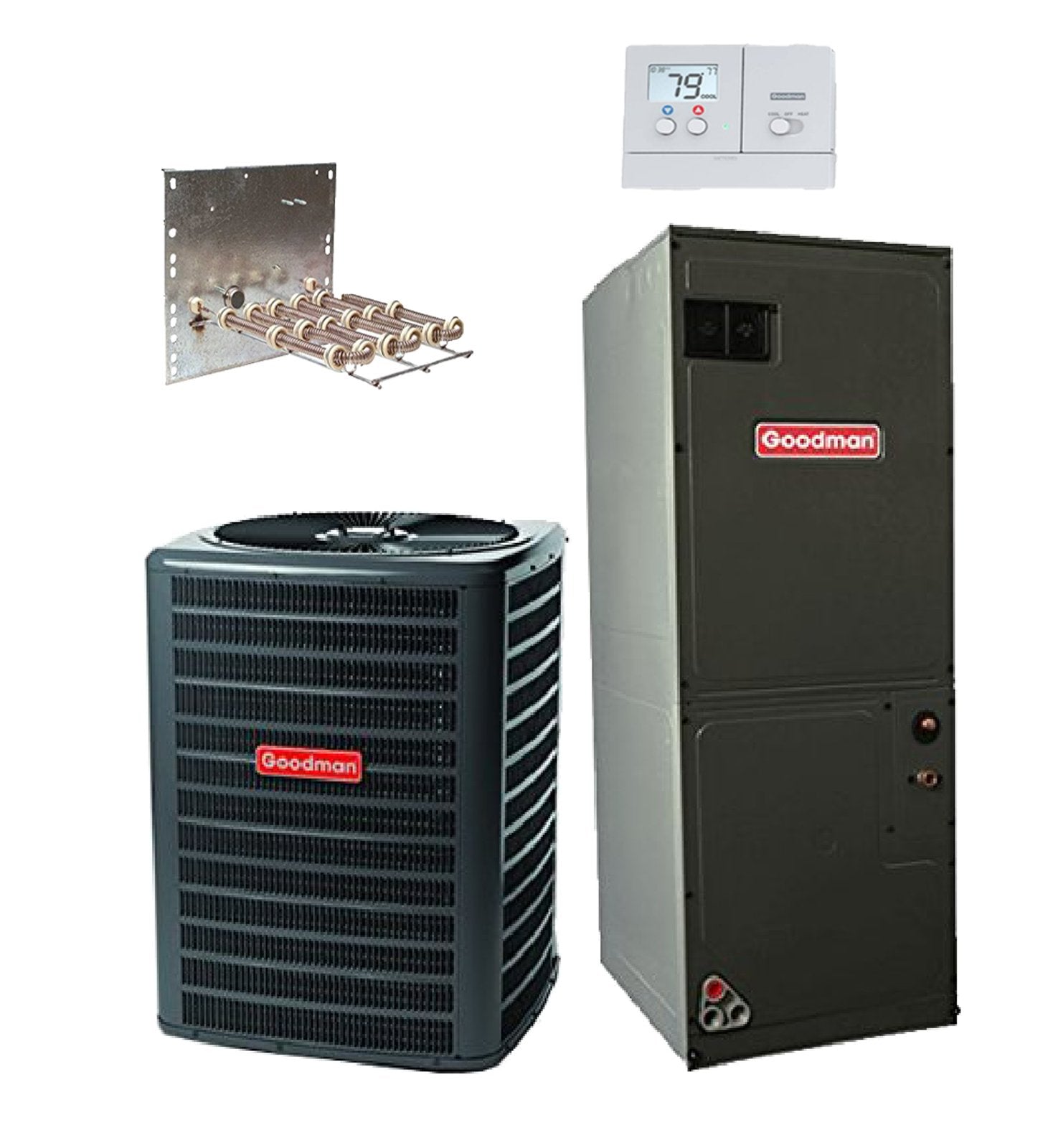Goodman 2.5 Ton 14.3 SEER2 R-32 HEAT PUMP Split System GLZS4BA3010 & AMST30BU1300 with free non-programmable thermostat