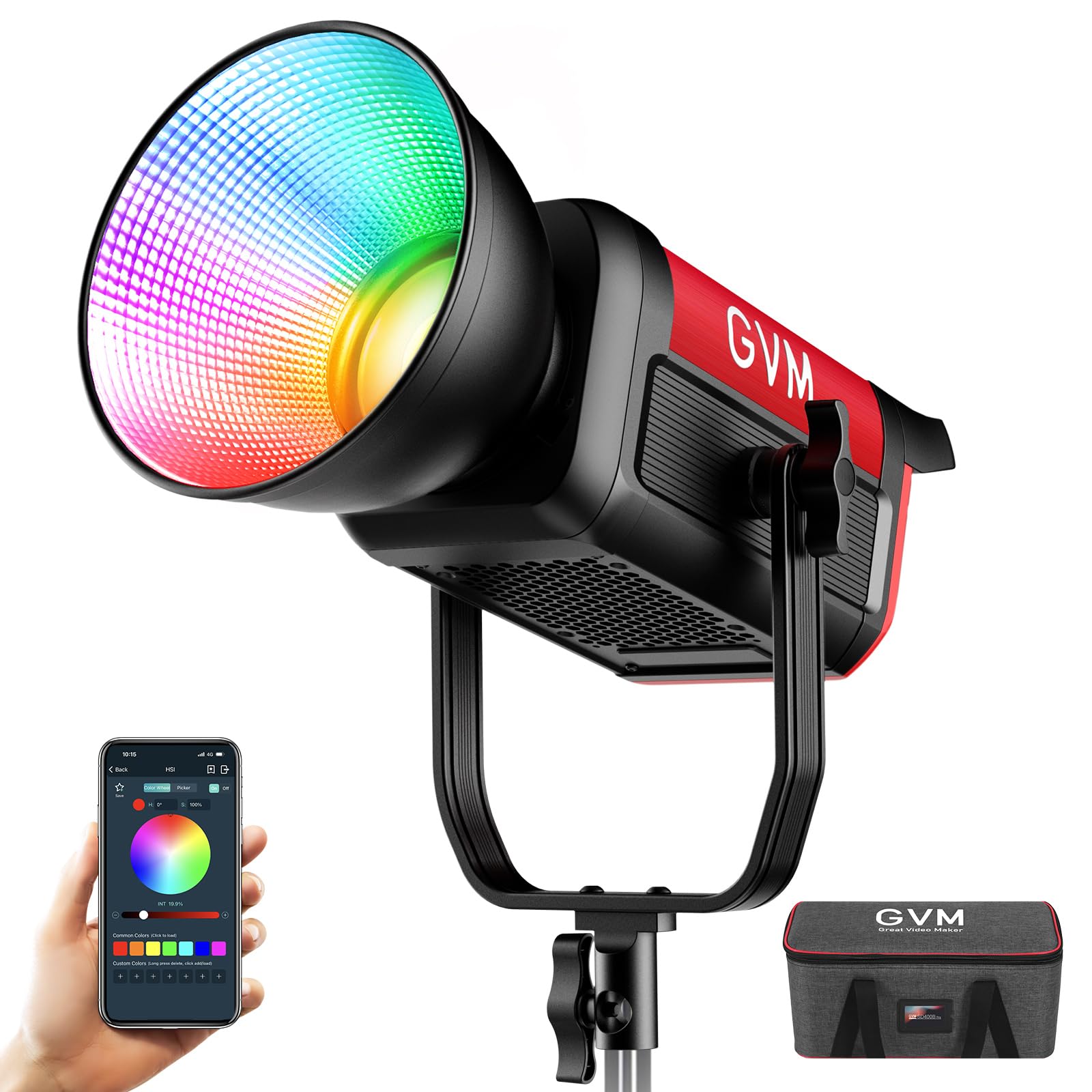 Gvm 300C Rgb Video Light, 300W Studio Light 2000K 10000K Photography Lighting With Bowens Mount & Dmx Control, Studio Light For
