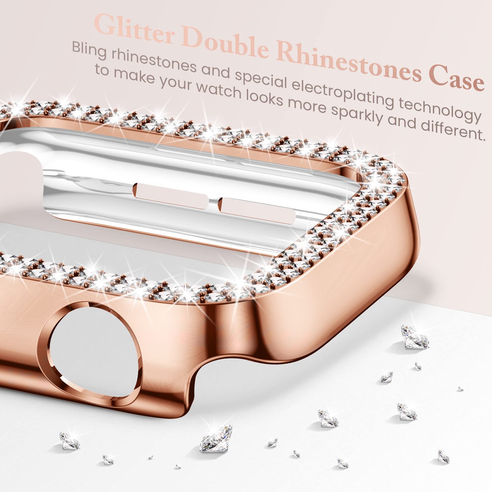 Goton 4 Pack Bling Bumper For Apple Watch Series 10 42Mm Case, Women Glitter Diamond Rhinestone Protector Cover For Iwatch Acces