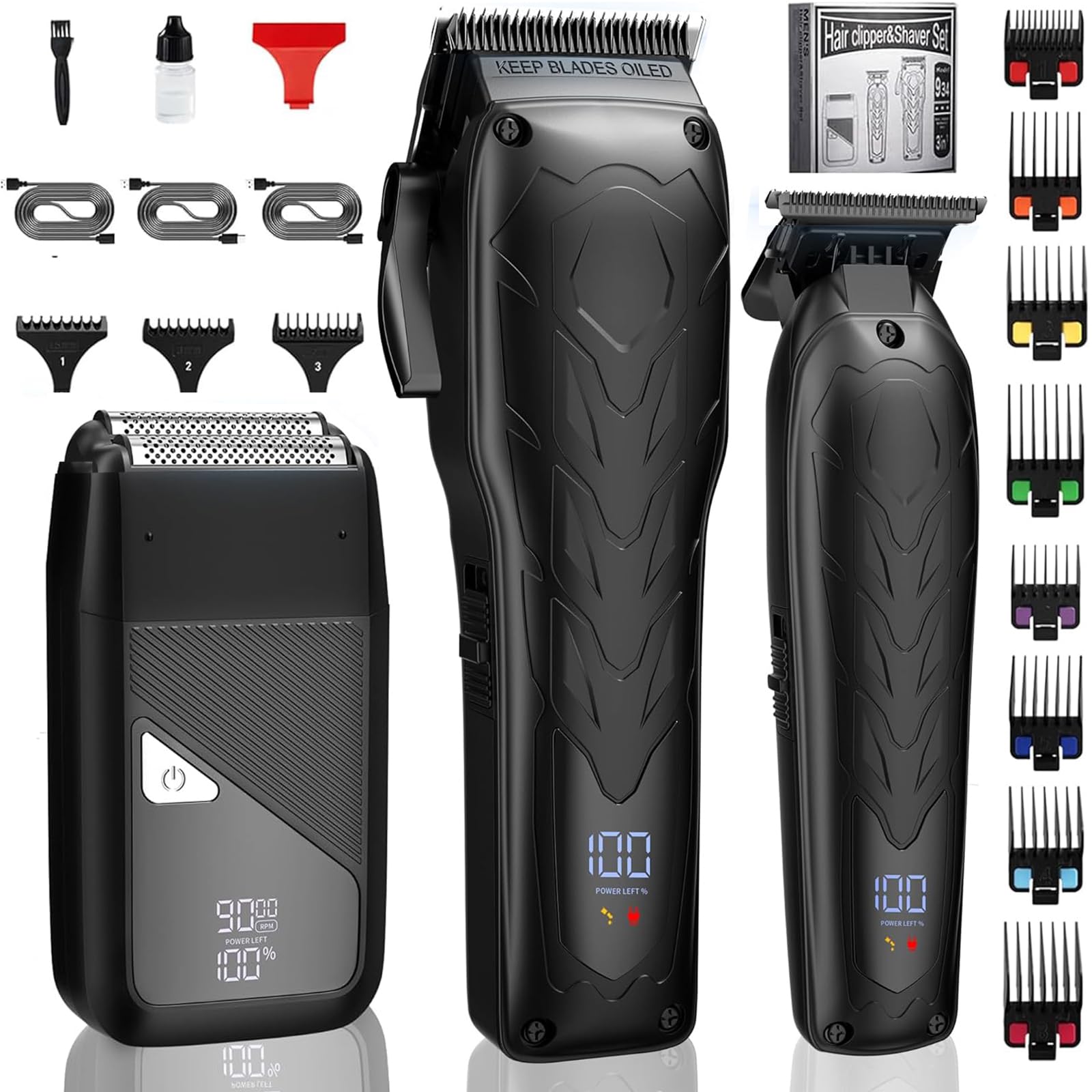 Suttik Professional Hair Clippers For Men, Barber Clippers And Trimmers Set, Foil Shavers For Men, 3 In 1 Cordless Hair Clippers