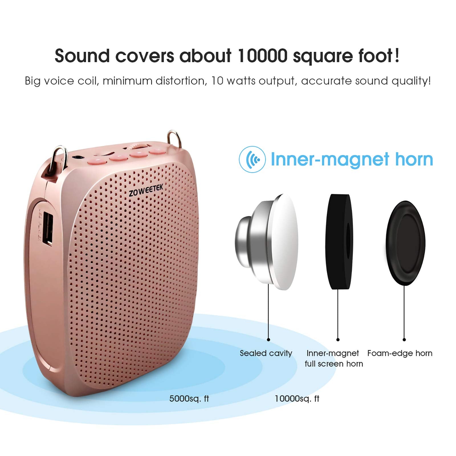 Zoweetek Voice Amplifier Microphone Headset For Teachers, Original Personal Voice Amplifier, Work Of 12 Hrs, Portable Speaker Fo