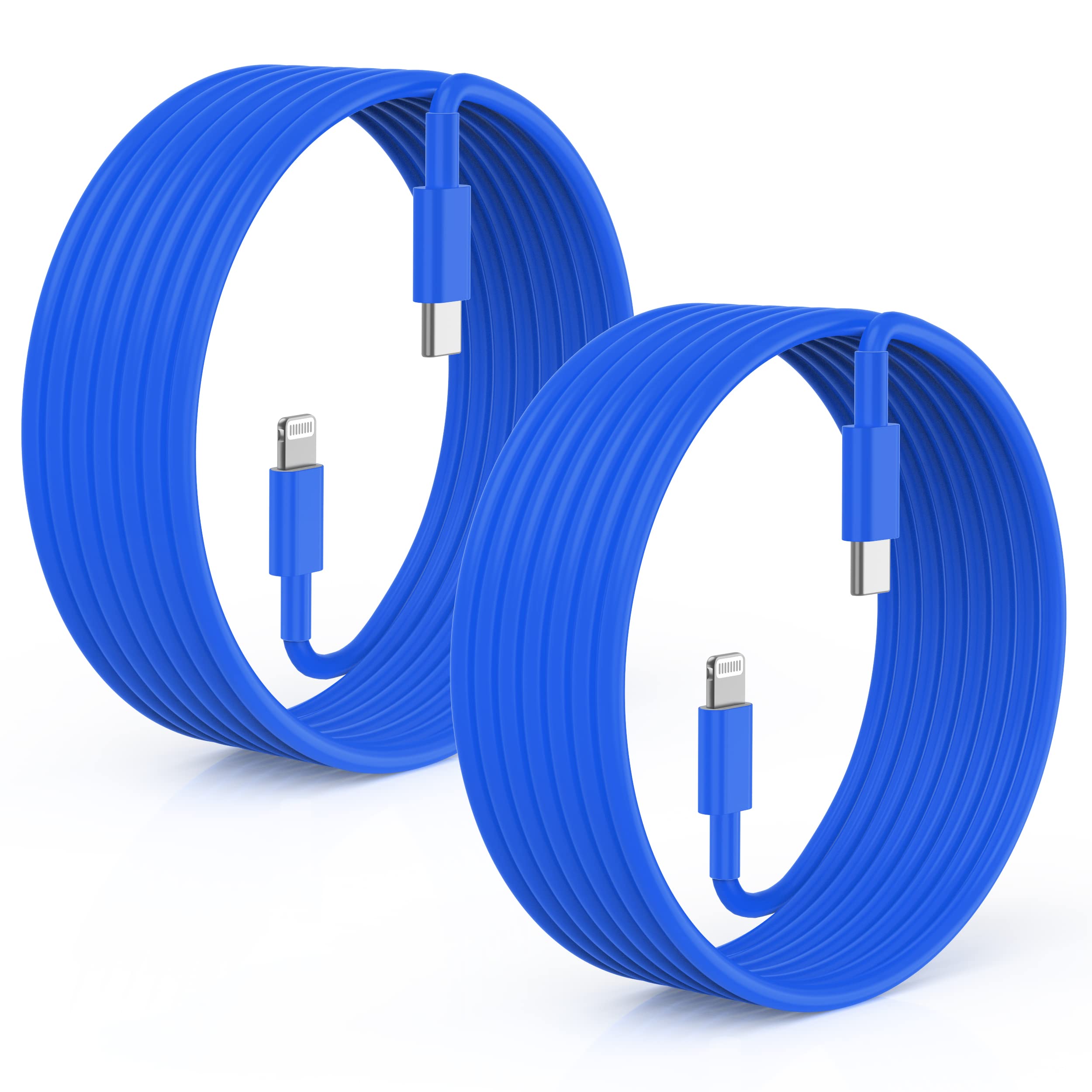 2Pack Blue Fast Charger Cable 10Ft [Apple Mfi Certified], Usb Type C To Lightning Cable 10 Foot For Apple Iphone 14 13 12 Pro Xr Xs Max X 8 Plus
