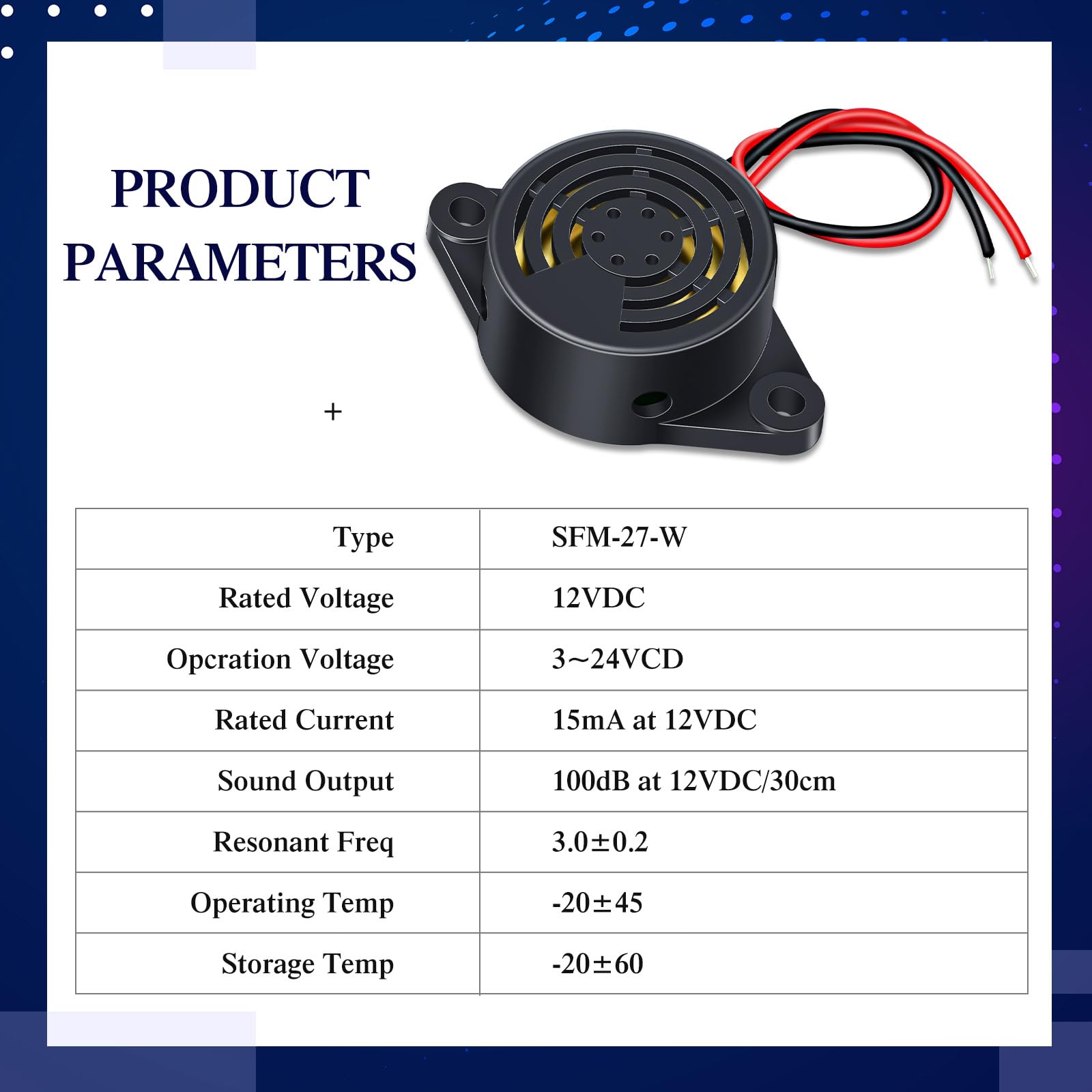 Geiserailie 6 Pcs Dc 3 24V 95 Db Electronic Buzzer Active Piezo Buzzer Alarm Sounder Continuous Sound Beep, Black