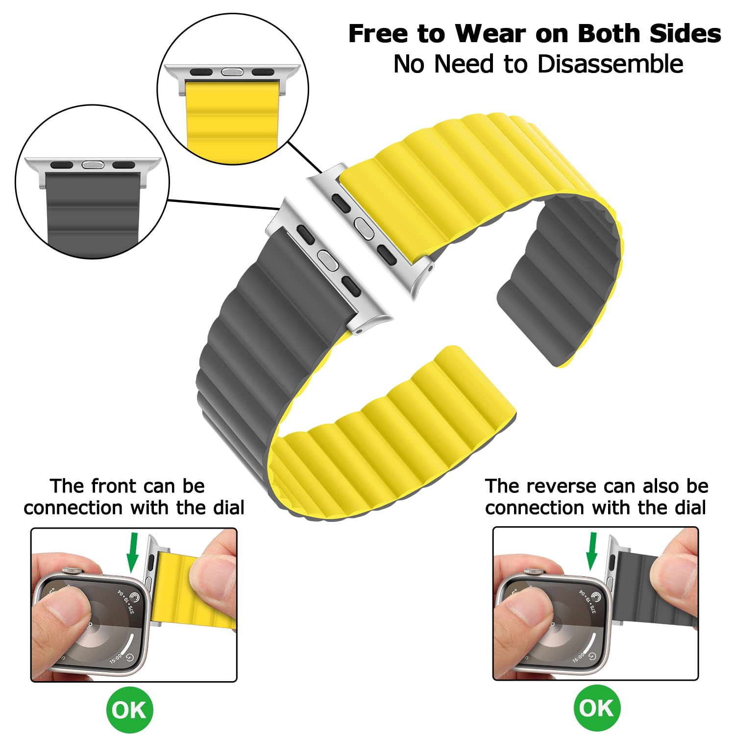 Tasikar Silicone Magnetic Bands Compatible With Apple Watch Band 42Mm (Series 10) 41Mm 40Mm 38Mm, Adjustable Strap With Strong M