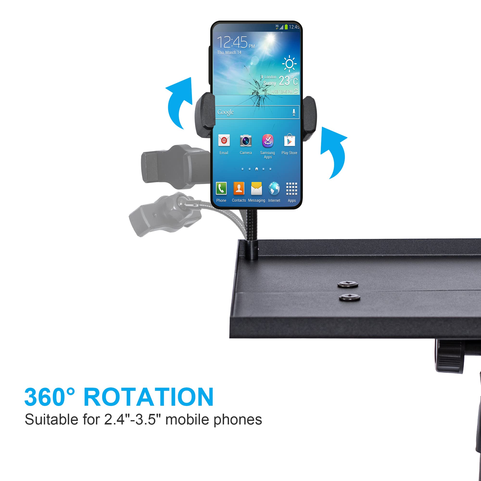 Projector Stand Tripod From 23.5'' To 46.5'' Adjustable Height, Laptop Tripod Stand With Gooseneck Phone Holder, Laptop Floor St