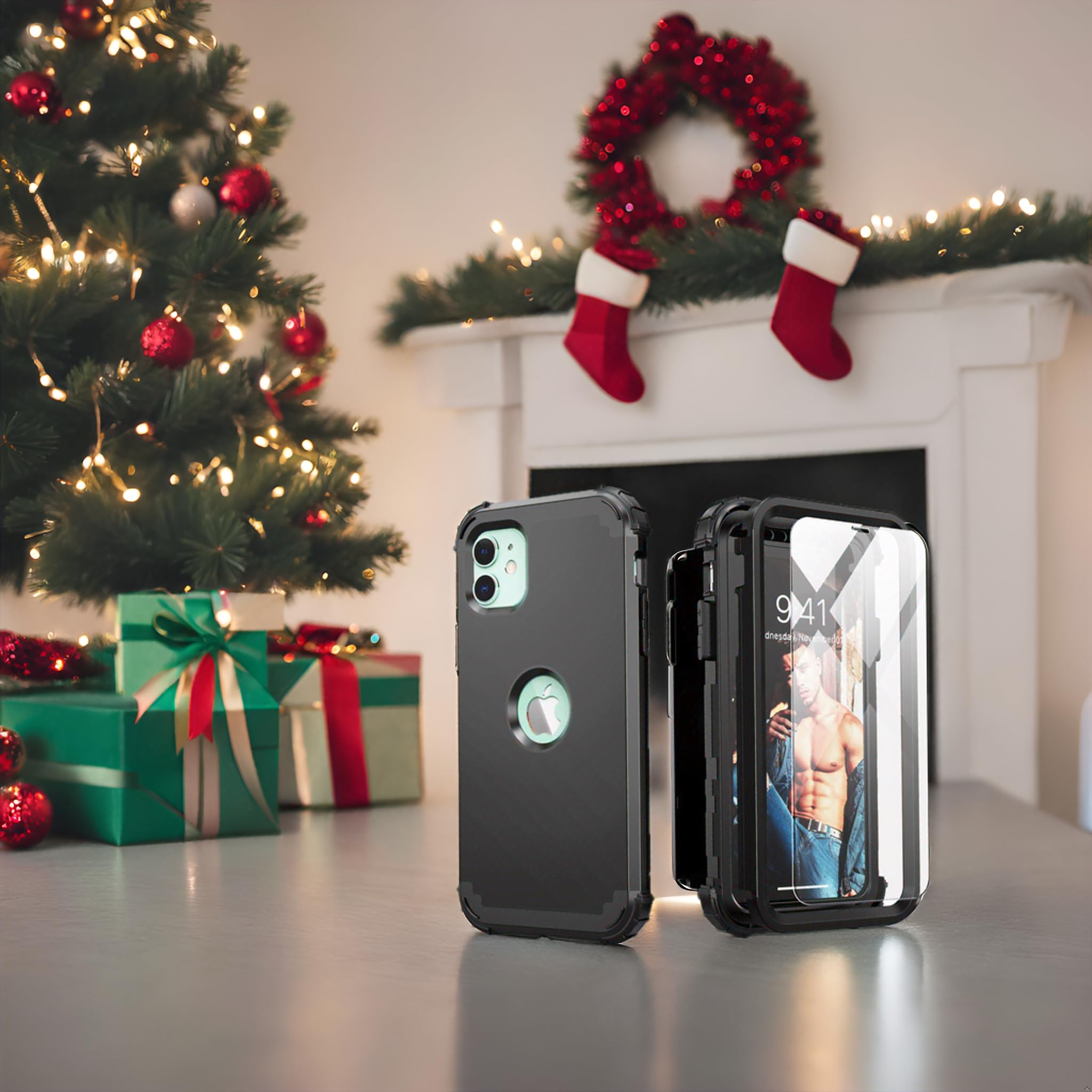 Idweel Iphone 11 Case With Tempered Glass Screen Protector,Hybrid 3 In 1 Shockproof Slim Heavy Duty Protection Hard Pc Cover Sof