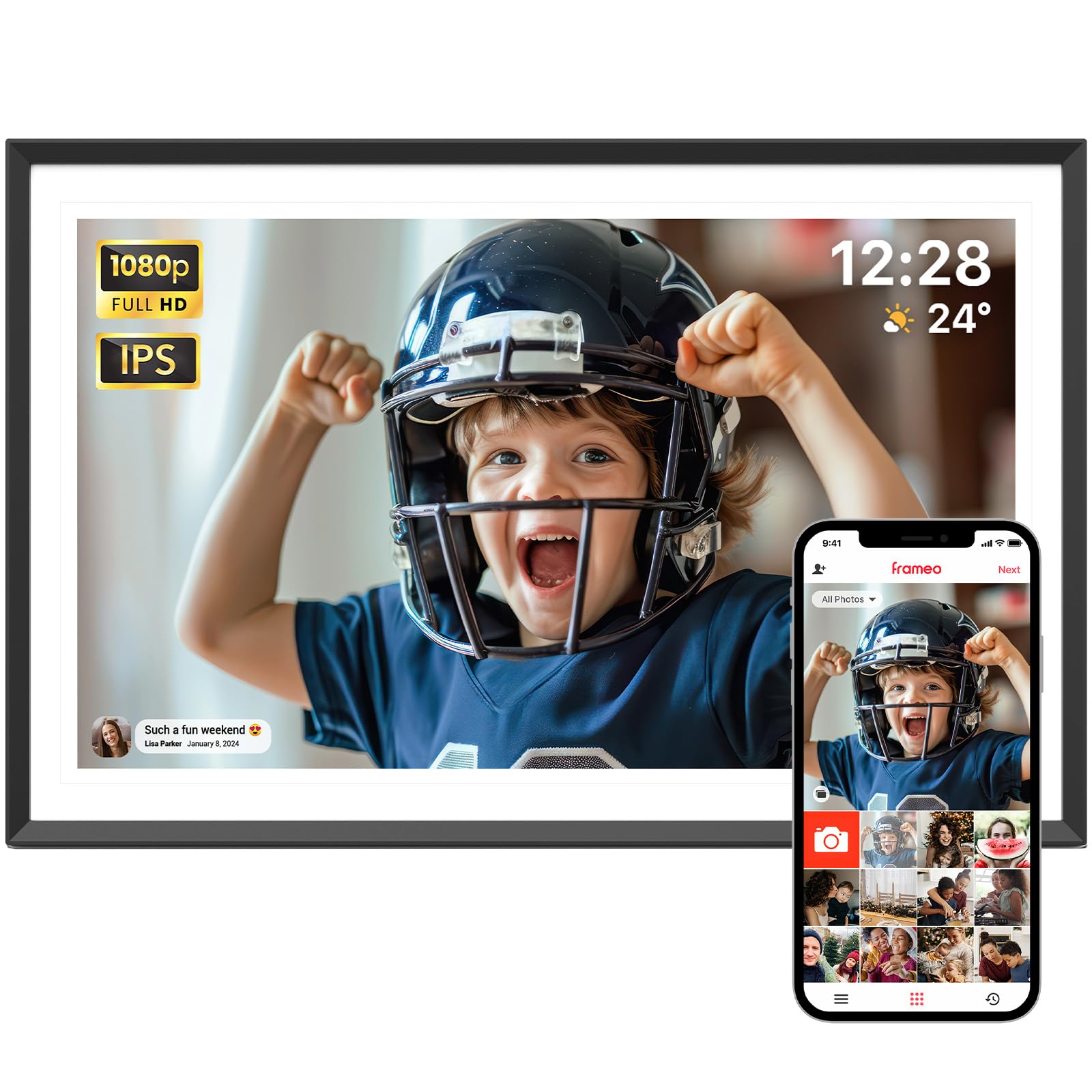 Apolosign Digital Picture Frame 15.6 Inch, Wifi Digital Photo Frame With 32Gb Storage, 1920X1080 Fhd Ips Touch Screen, Auto Rota