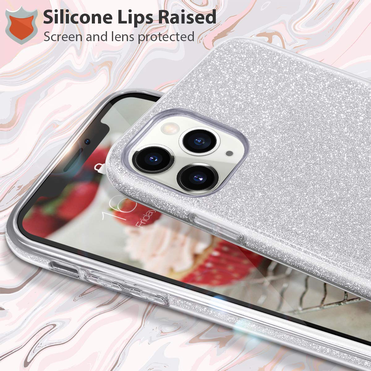 Mateprox Compatible With Iphone 11 Pro Case,Bling Sparkle Cute Girls Women Protective Case For Iphone 11 Pro 5.8 Inch(Silver)