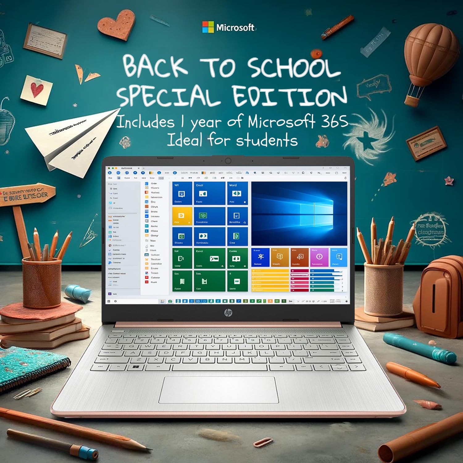 Hp 14 Laptop  Back To School Limited Edition With Microsoft 365  4-Core Intel Cpu  8Gb Ram 1600Gb Storage (64Gb Onboard + 512Gb