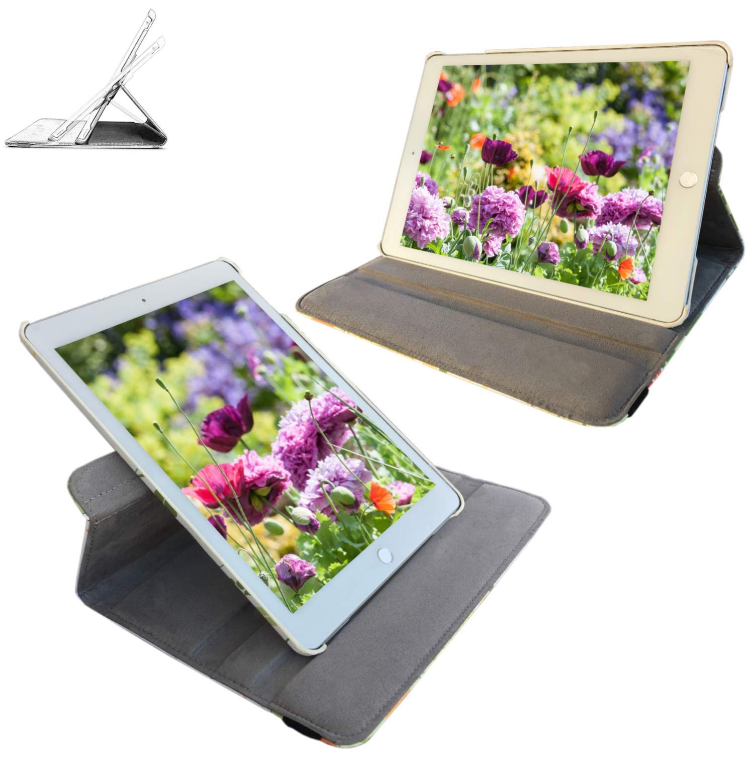 Case For Ipad 6Th/ 5Th Generation 9.7 Inch 2017/2018 A1822 A1823 Smart Stand Case Support Wake/Sleep Function Orange Flowers