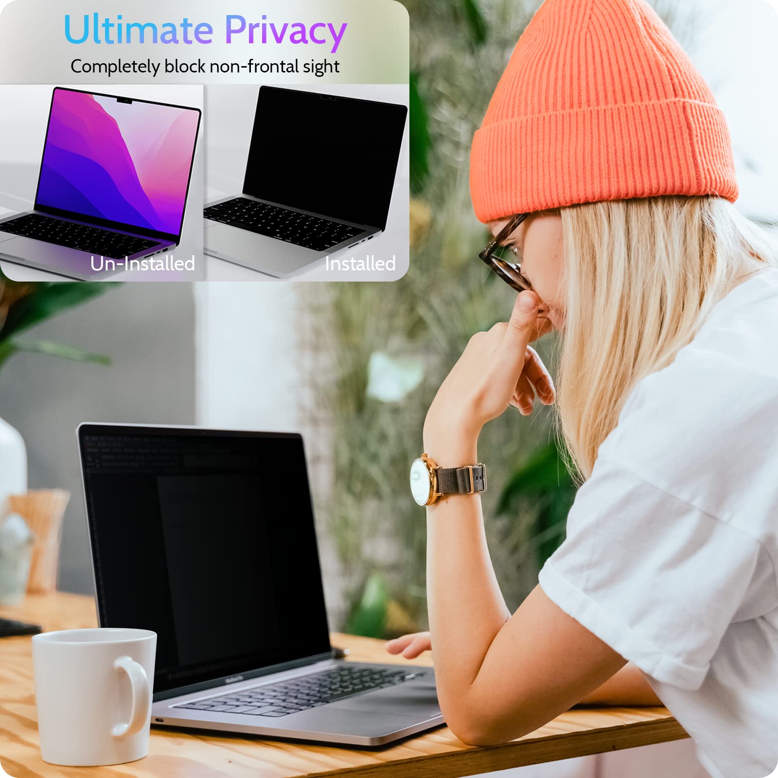 Peslv Magnetic Privacy Screen Compatible With Macbook Pro 16 Inch (2021 2023, M1, M2, M3), 16Inch Removable Matte Anti Blue Ligh