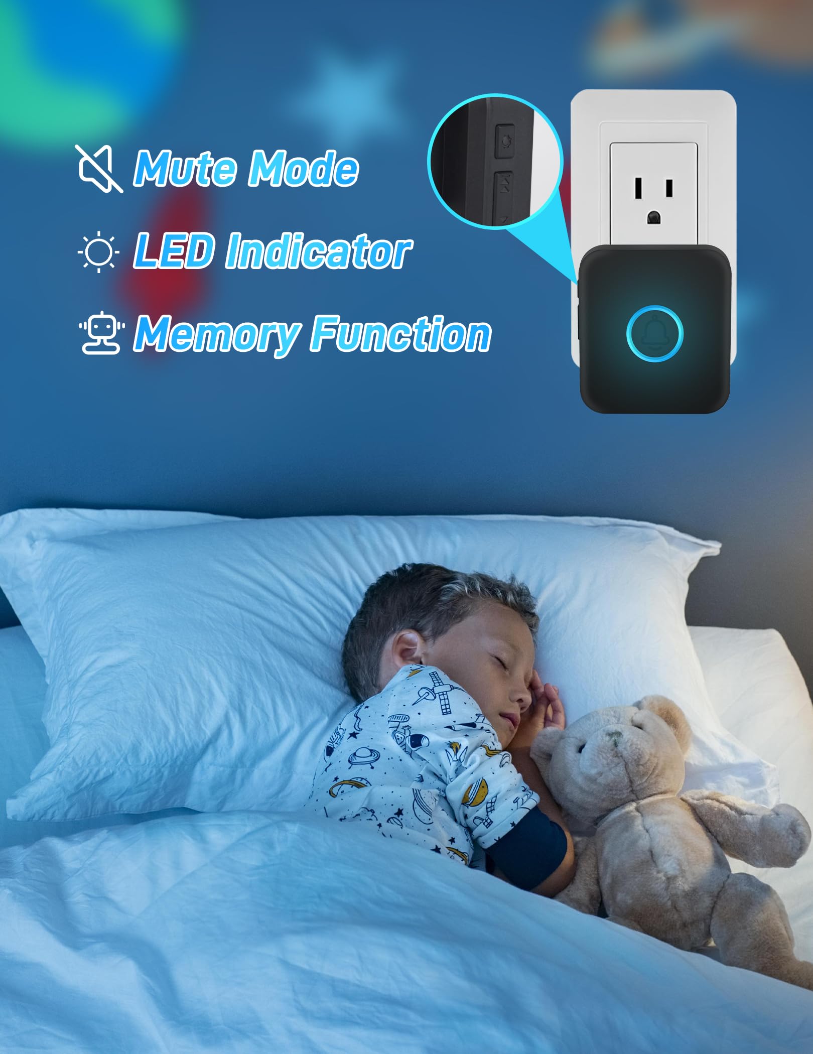 Fovksuc Wireless Doorbell, Waterproof Door Bell With 60 Chimes, 5 Volume Levels & Mute Mode, Loud Door Bell Ringer Wireless For