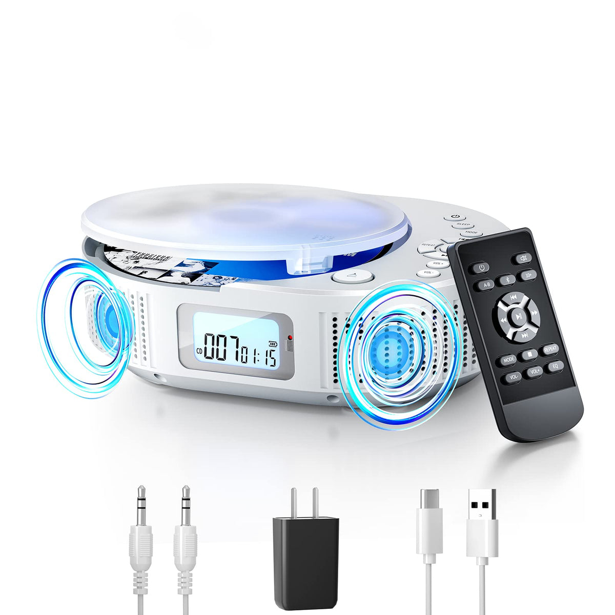 Cd Player Portable, Feleman Upgraded Boombox Cd Player & Bluetooth Speaker 2 In 1 Combo, Rechargeable Portable Cd Player For Car