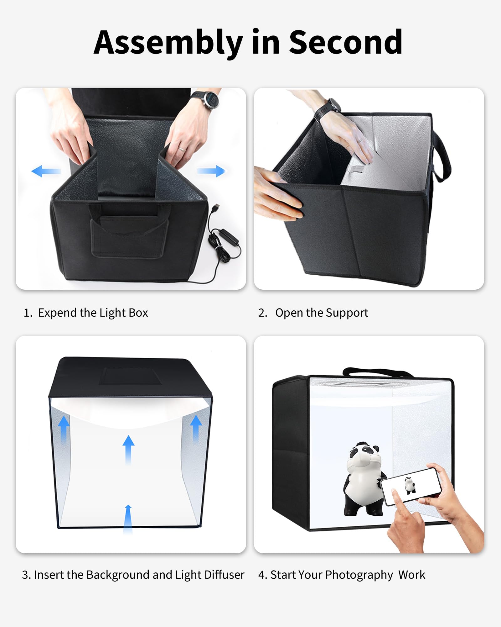 Glendan Mini Light Box Photography, 10''X10'' Photo Studio Light Box, Portable Folding Photography Light Tent With Cri >95 88Pcs