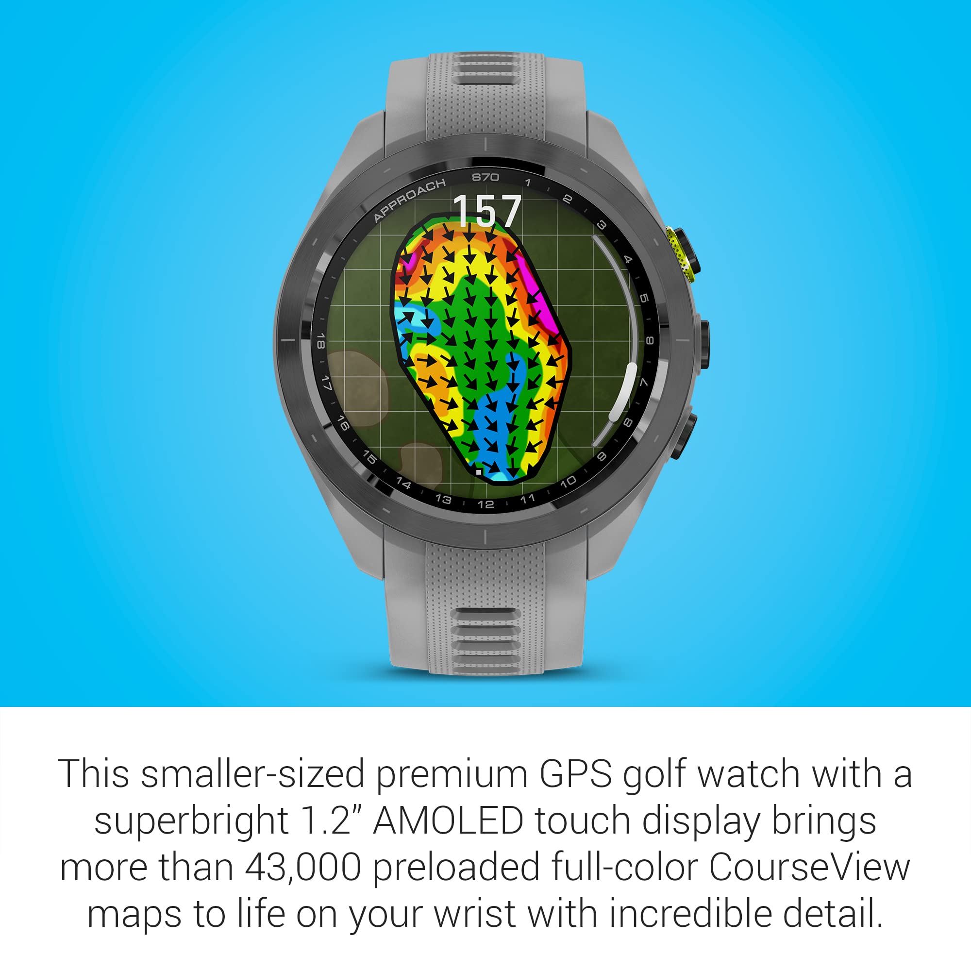 Garmin Approach S70, 42Mm, Premium Gps Golf Watch, Powder Gray