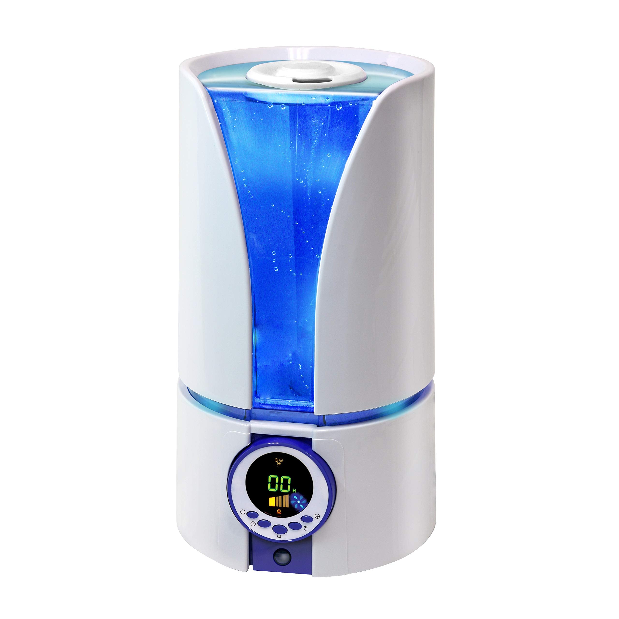 Comfort Zone Czhd81 Whisper Quiet Cool Mist Digital Ultrasonic Humidifier With Remote Control And Auto Shut Off, White For Home,