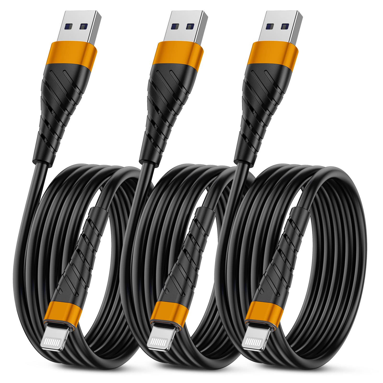 Oiith Apple Mfi Certified Iphone Charger Cable 3 Pack 6 Ft, Long Lightning Charging Cord, Fast 2.4A Iphone Usb Cord Compatible W