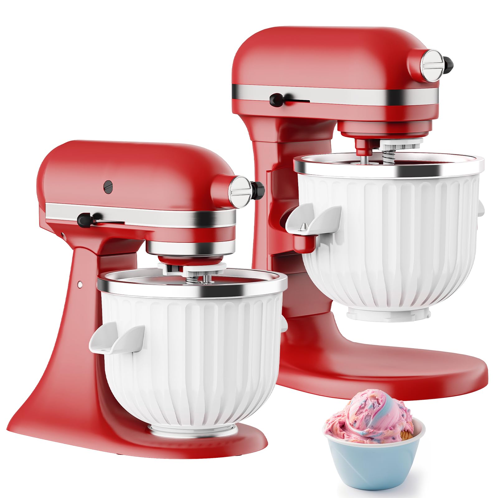 Ice Cream Maker Attachment for Kitchenaid Stand Mixers, Ice Cream Maker Machine Compatible with 4.5QT and Larger KitchenAid Mixe