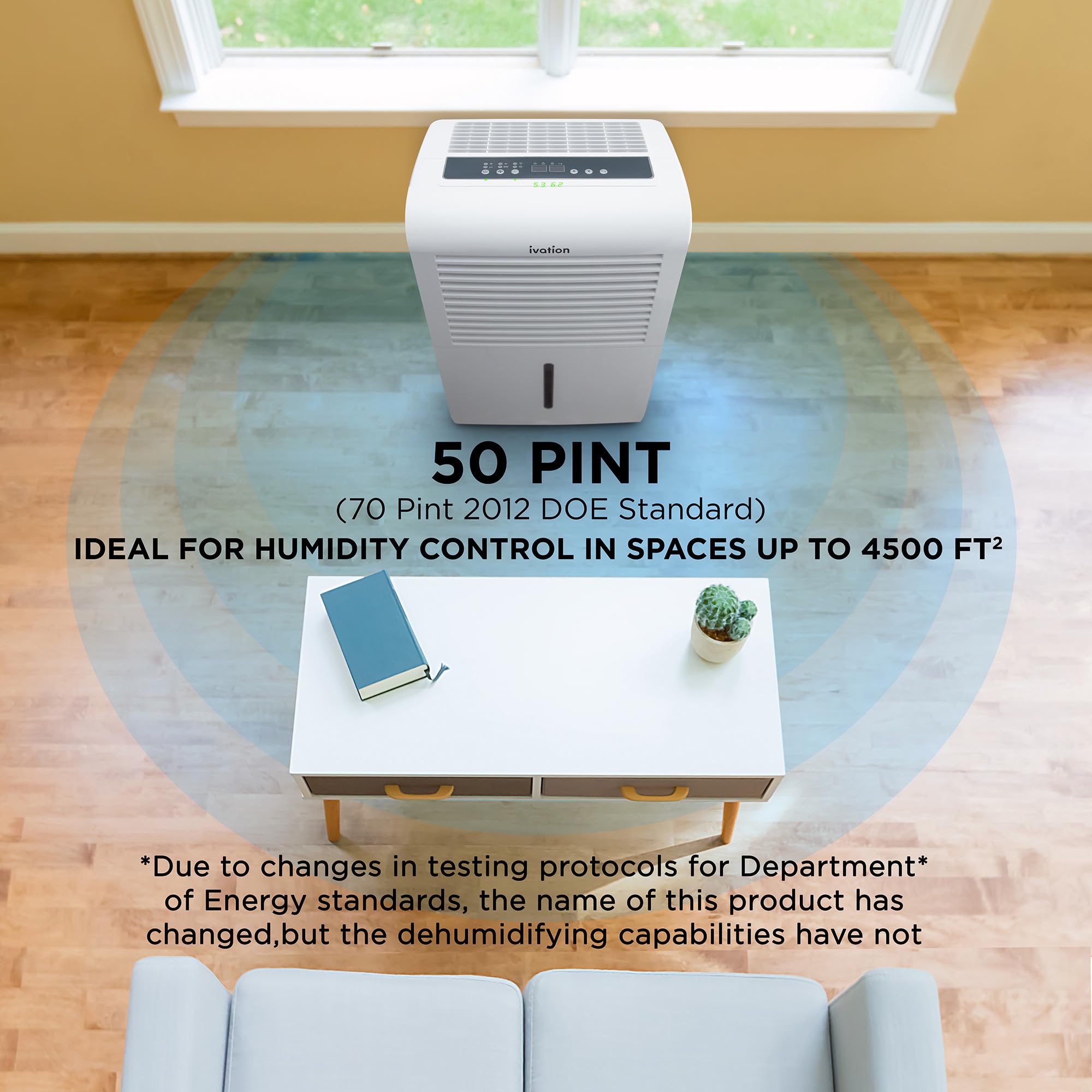 Ivation 4,500 Sq Ft Dehumidifier With Pump, Large Capacity Compressor Includes Programmable Humidity, Hose Connector, Auto Shutoff And Restart And Washable Filter (4,500 Sq Ft W/Pump)