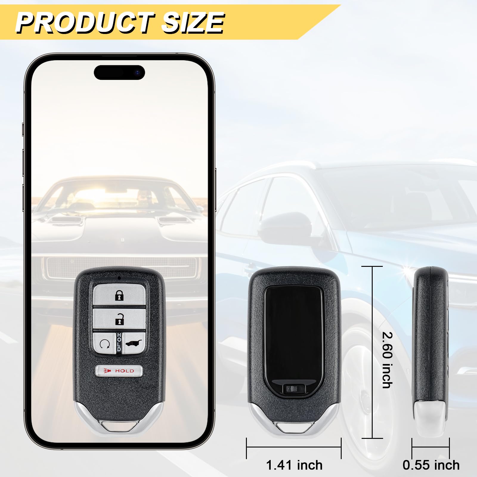 Vurkcy Key Fob Replacement For 2016-2021 Honda Pilot/ 2017-2022 Honda Crv 5-Door/ 18-21 Civic Car Keyless Entry Remote Control,