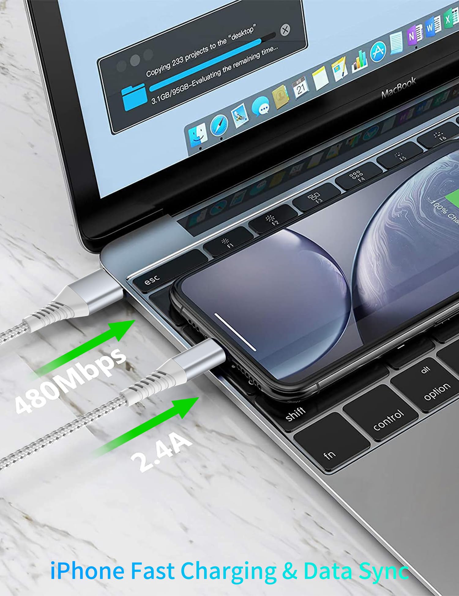 Acevien Iphone Charger Cable 2Ft, 3Pack Usb A To Lightning Braided Short Cable For Car Fast Charging Lightning Cord Compatible I