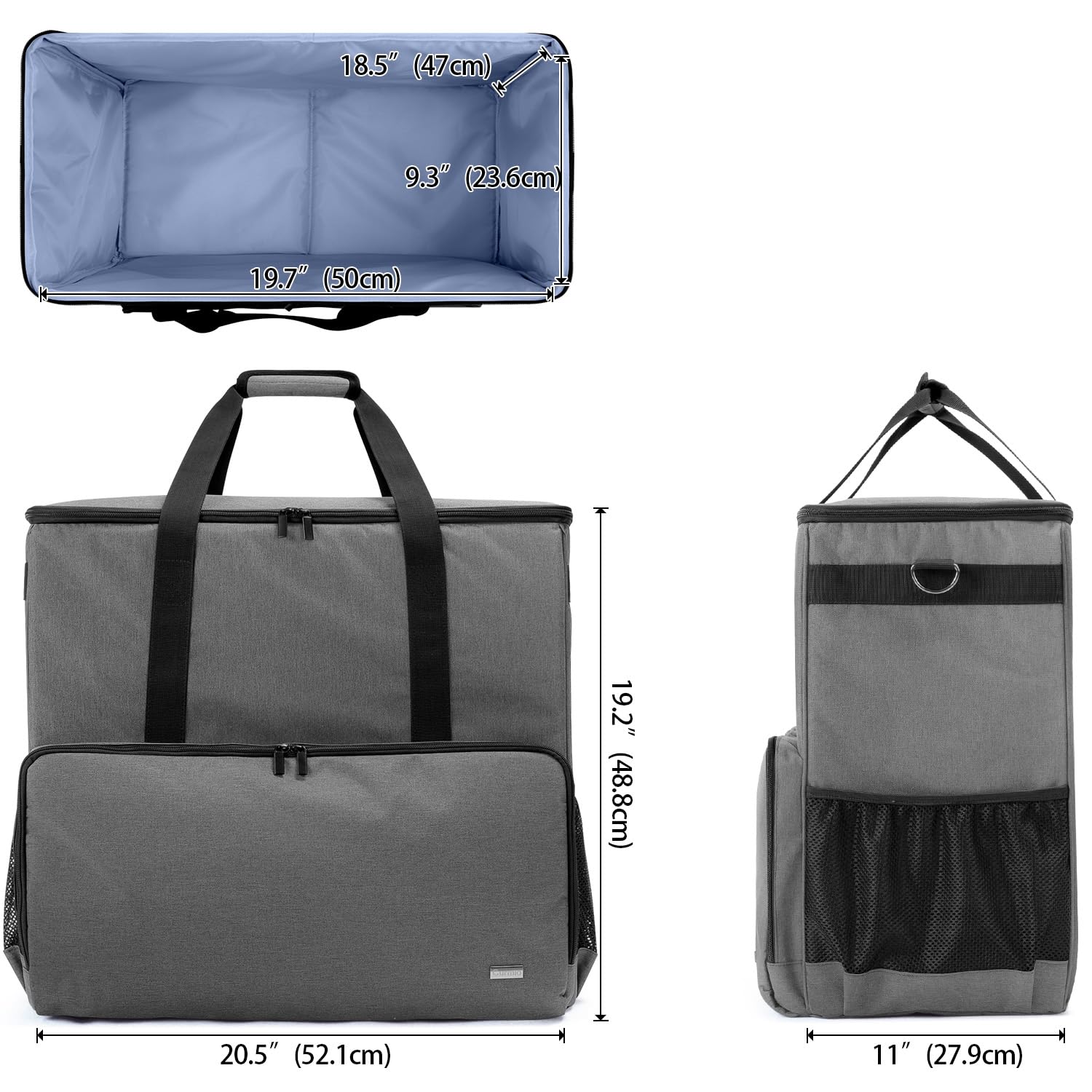 Curmio Desktop Computer Travel Bag, Carrying Case For Computer Tower Pc Chassis, Keyboard, Cable And Mouse, Bag Only, Grey