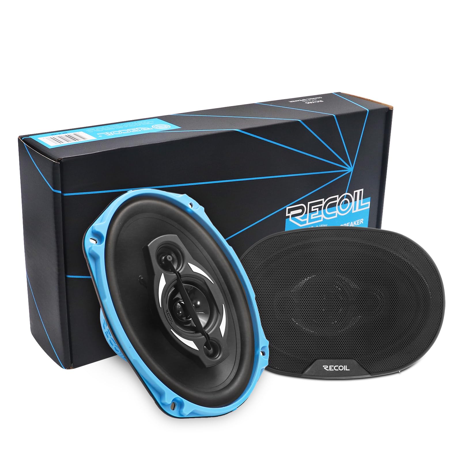 Recoil Rcx694 Echo Series 4 Way 6X9 Inch Car Audio Coaxial Speaker System With Grilles, Sold In Pairs