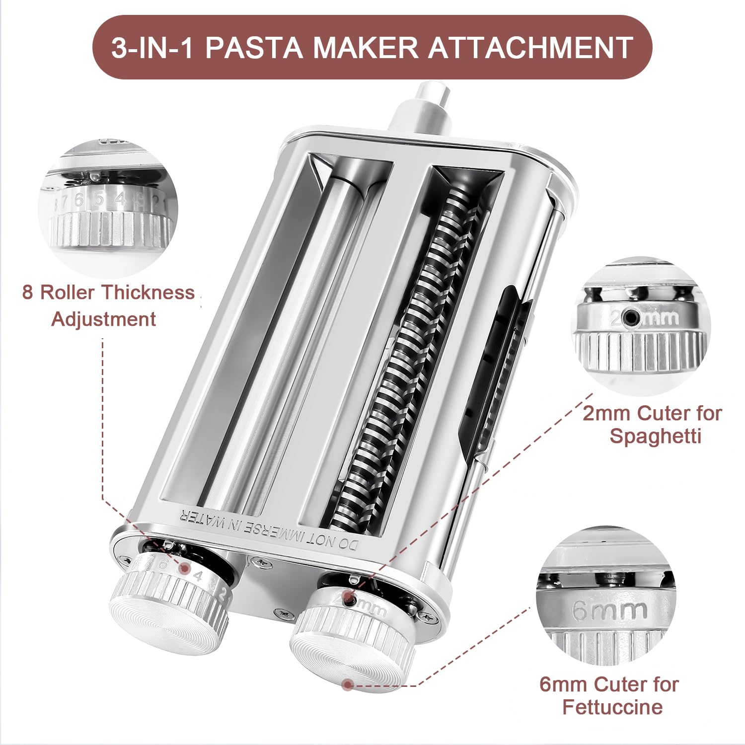 Pasta Maker Attachment For Kitchenaid Stand Mixers, 3 In 1 Set Pasta Machine Attachment Included Pasta Sheet Roller, Spaghetti C