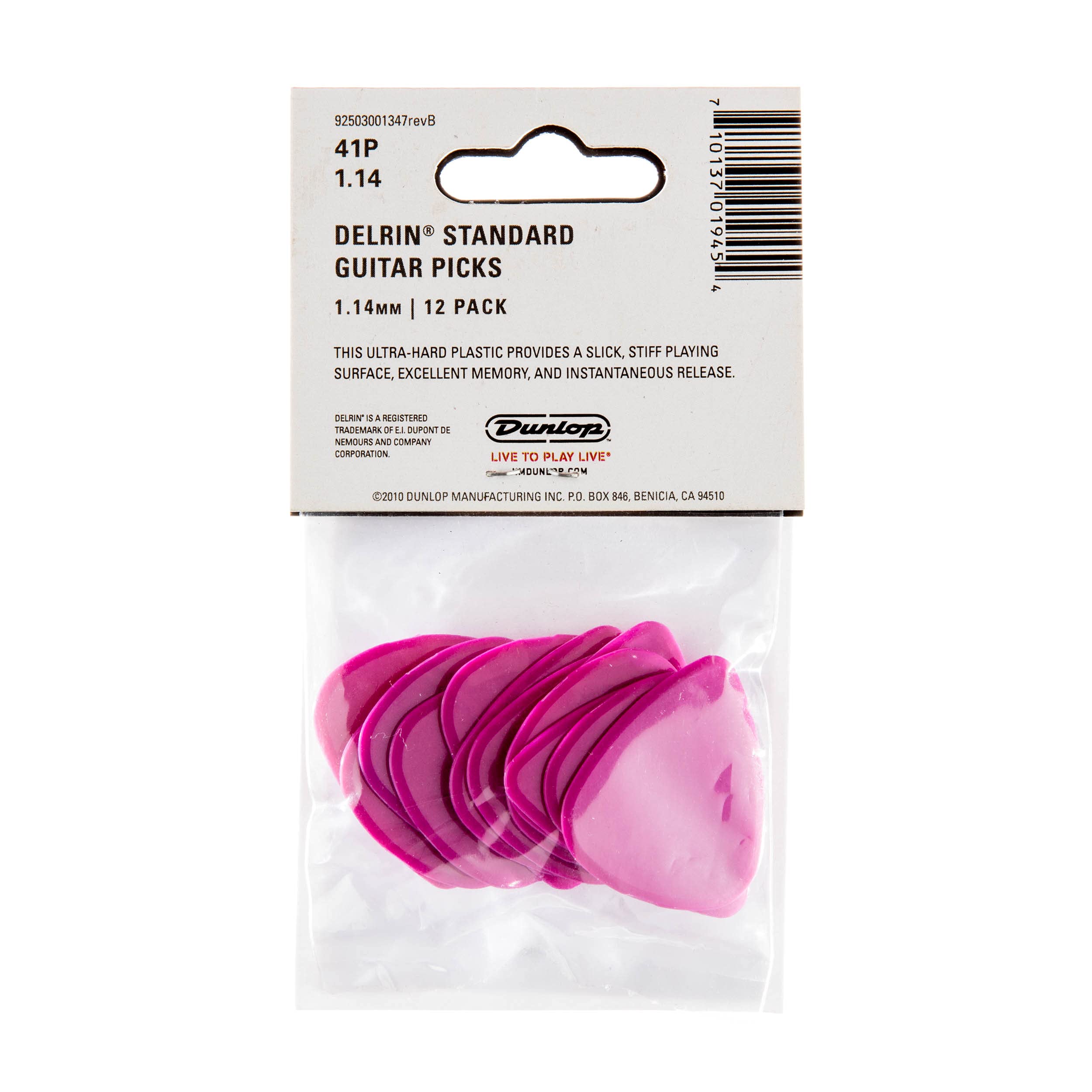 Dunlop 41P1.14 Delrin�, Magenta, 1.14Mm, 12/Player'S Pack