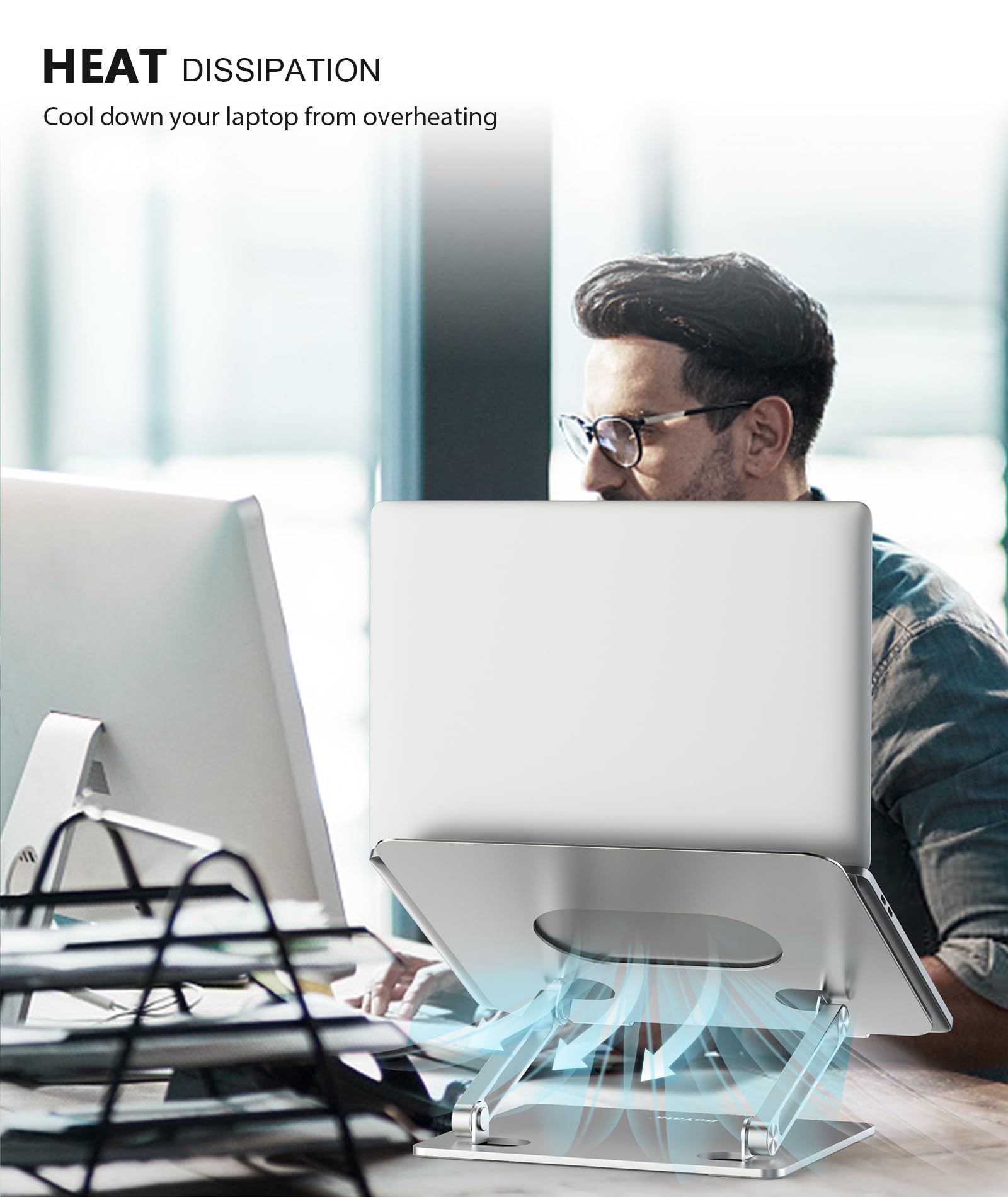 Boyata Laptop Stand, Laptop Holder, Multi Angle Stand With Heat Vent, Adjustable Notebook Stand For Laptop Up To 17 Inches (Silver 2)