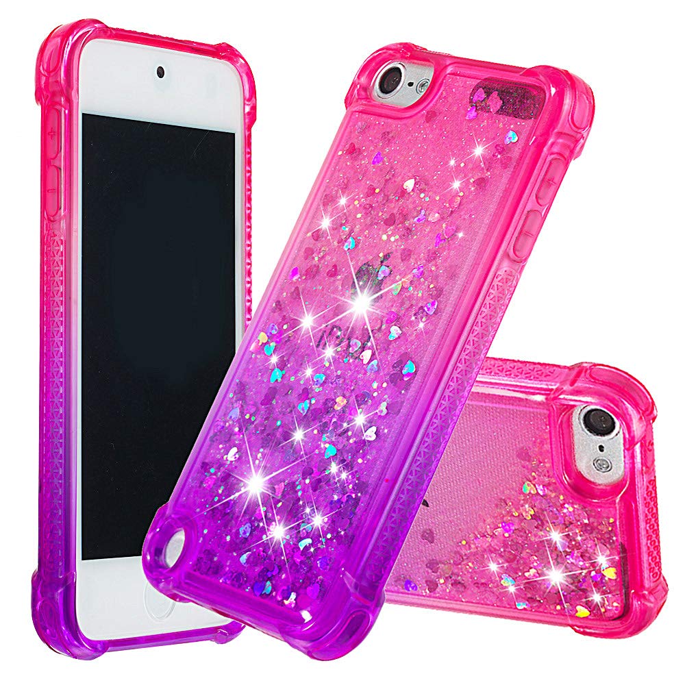Caiyunl Ipod Touch 7 /Ipod Touch 6 /Ipod Touch 5 Case For Girls Women Kids,Glitter Bling Sparkle Shiny Liquid Floating Clear Tpu