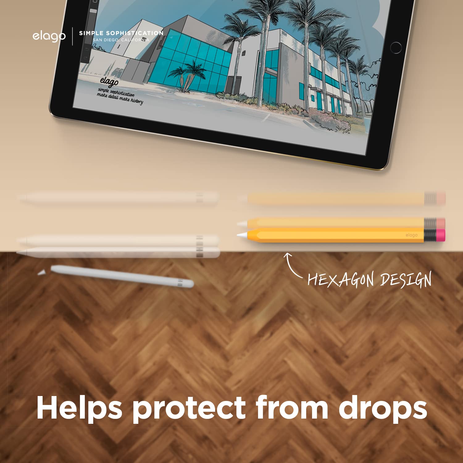 Elago Classic Pencil Case Compatible With Apple Pencil 1St Generation, Perfect Grip, Protective Skin, Silicone Sleeve[Yellow]