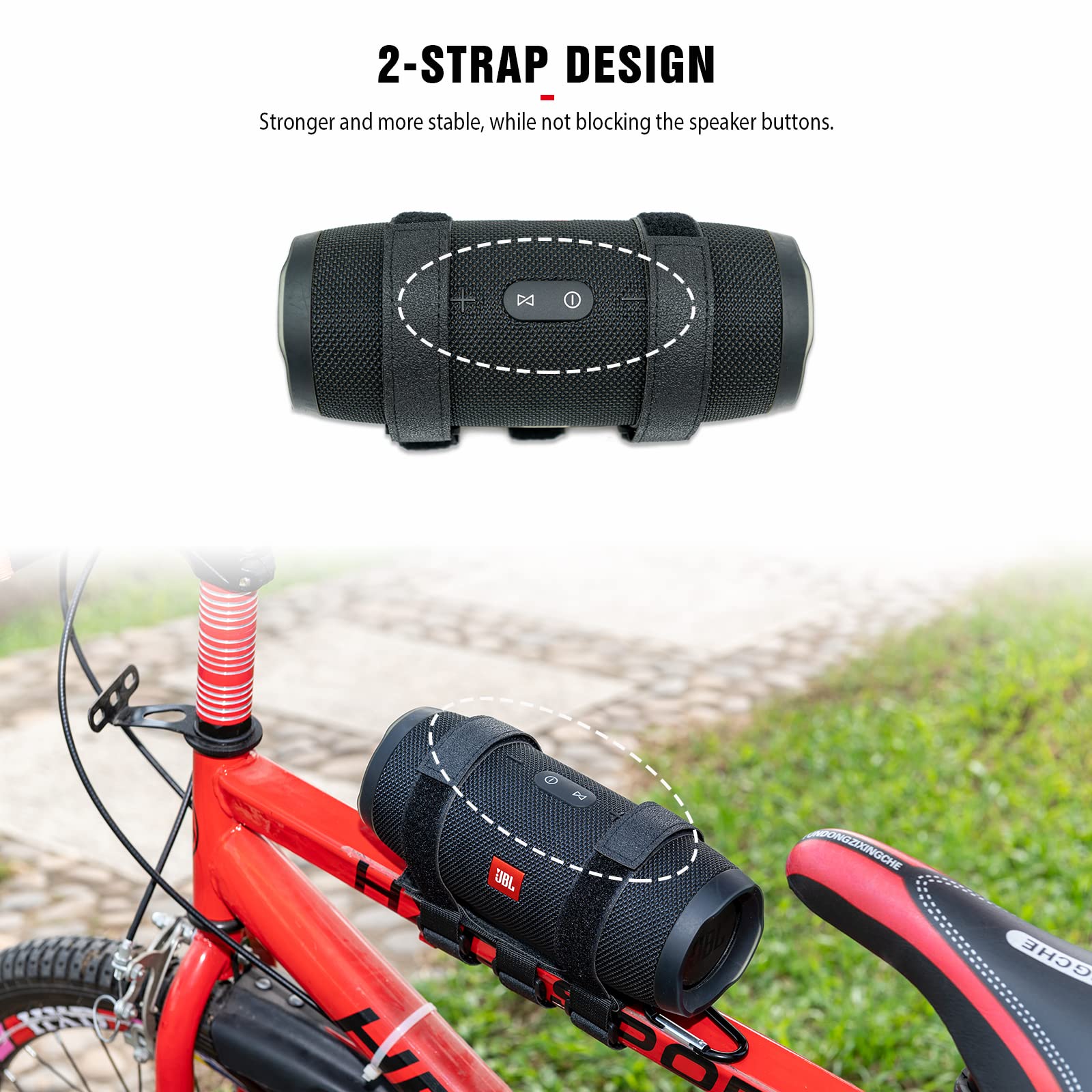 Heymoontong Portable Speaker Mount For Wireless Bluetooth Speakers With 7.5'' 12.5'' Circumference, Waterproof Adjustable Strap