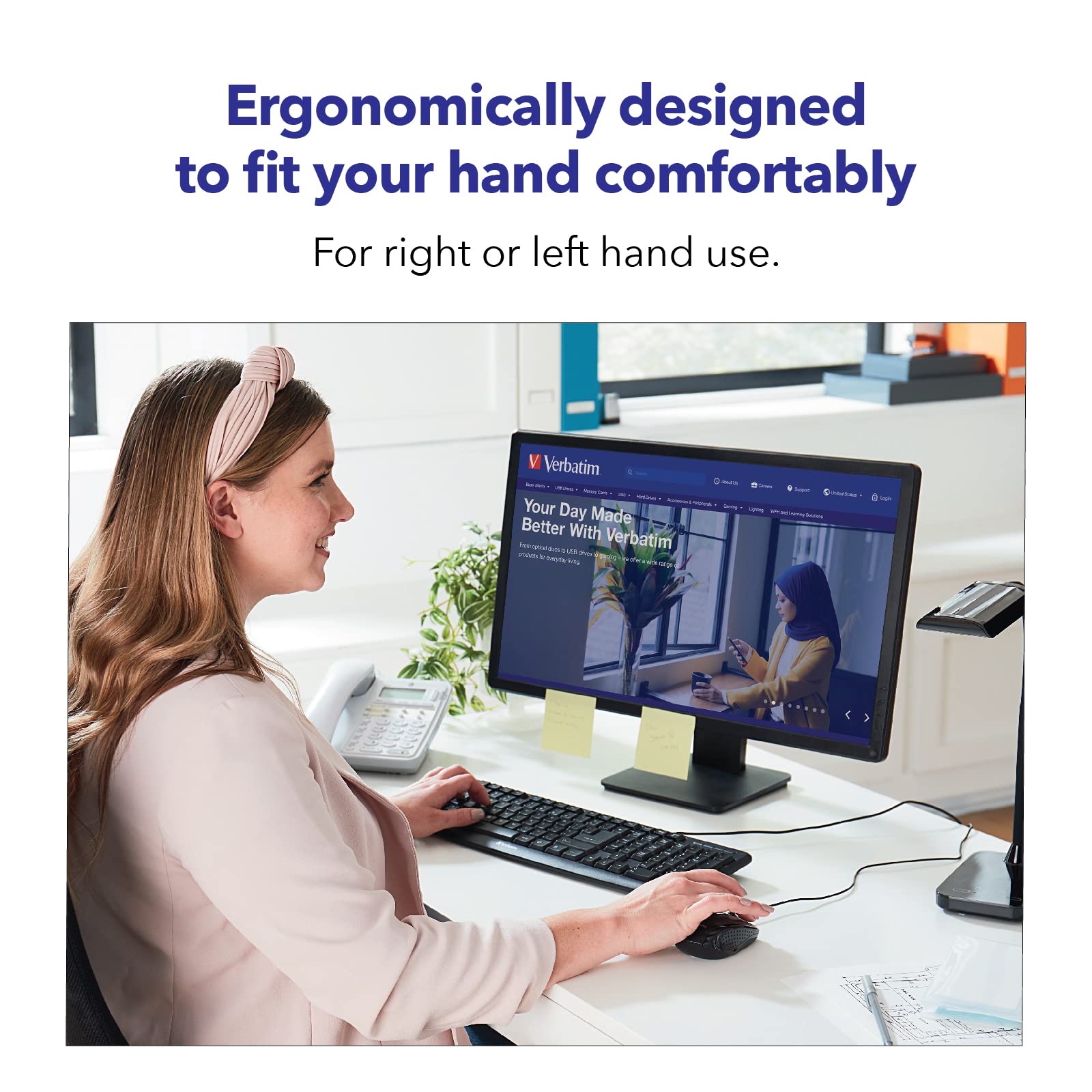 Verbatim Wired Usb Computer Mouse   Corded Usb Mouse For Laptops And Pcs   Right Or Left Hand Use, Black 98106,Glossy Black, 1.2