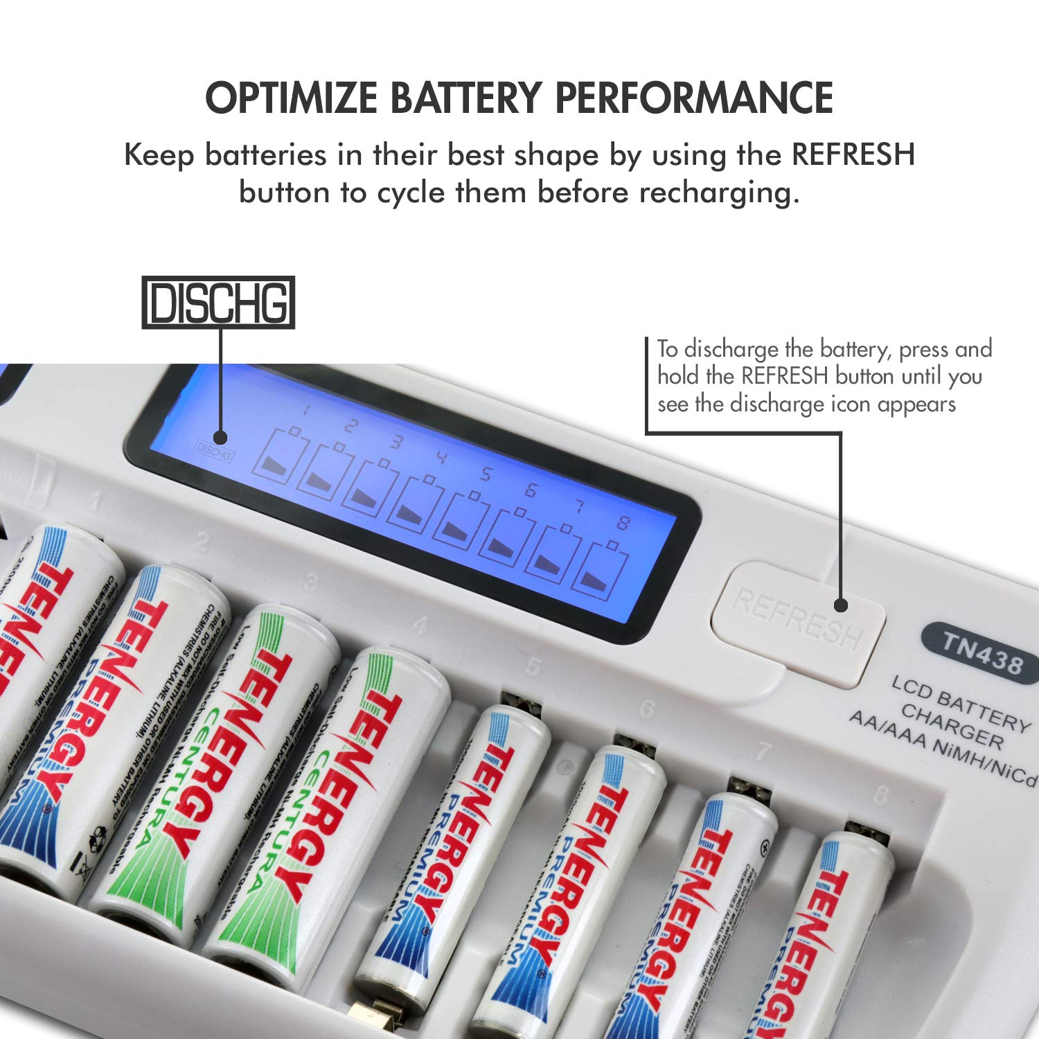 Tenergy Tn438 16 Bay Battery Charger For Aaa And Aa Rechargeable Batteries, Aa/Aaa Nimh/Nicd Rechargeable Batteries Charger With