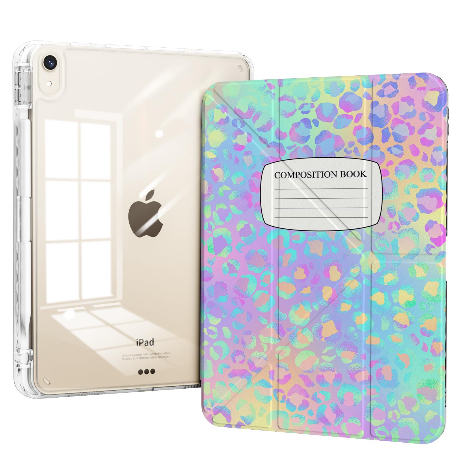 Piznernico Case for iPad Air 11 Inch M3 (2025)/ M2 (2024), Slim iPad Air 5th/4th Generation 10.9 Case Cheetah, Clear Back Cover 