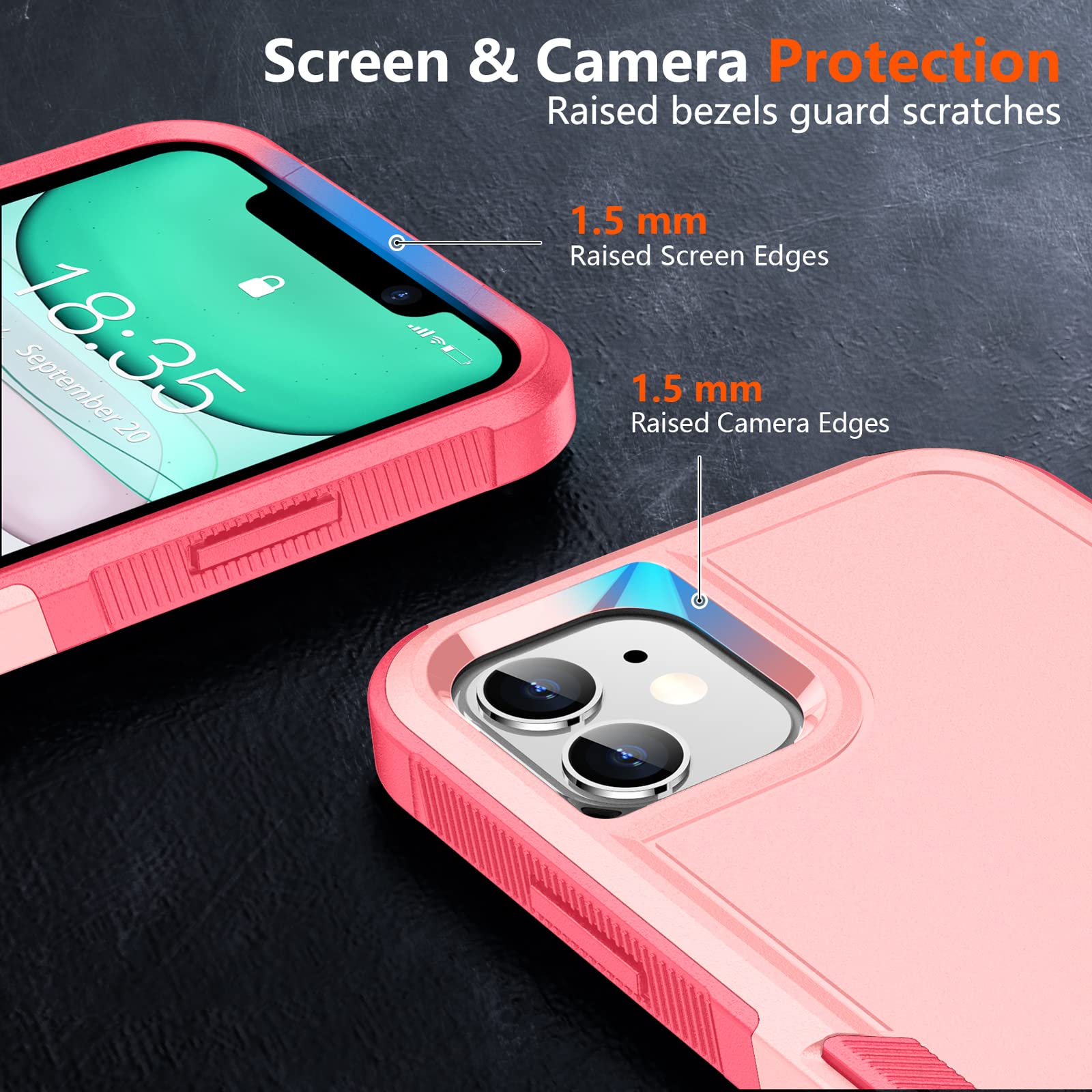 Spidercase Shockproof For Iphone 11 Case,[10 Ft Military Grade Drop Protection],With 2 Pcs[Tempered Glass Screen Protector+Camer